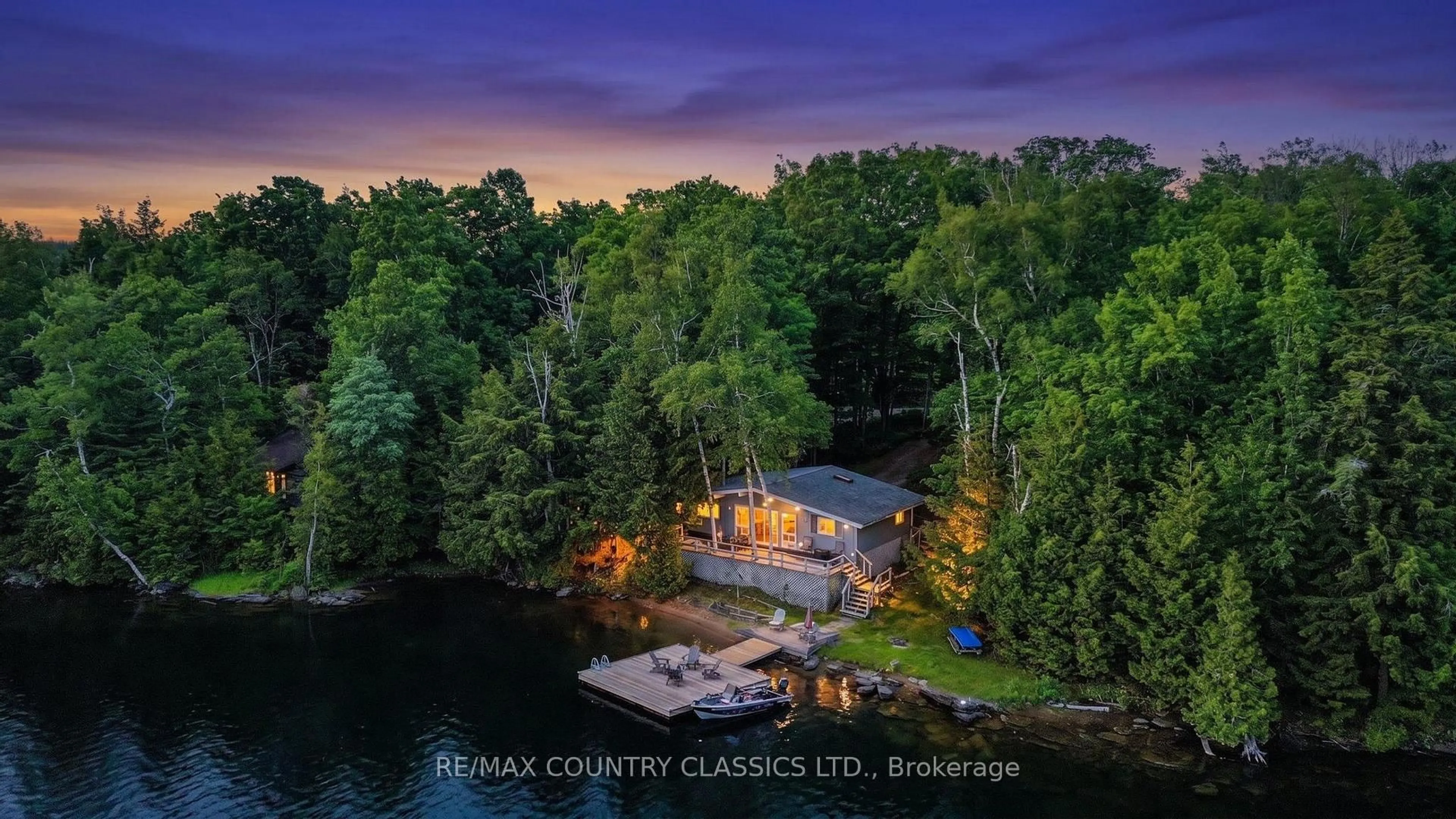 A pic from outside/outdoor area/front of a property/back of a property/a pic from drone, water/lake/river/ocean view for 287 Doc Evans Rd, North Kawartha Ontario K0L 1A0