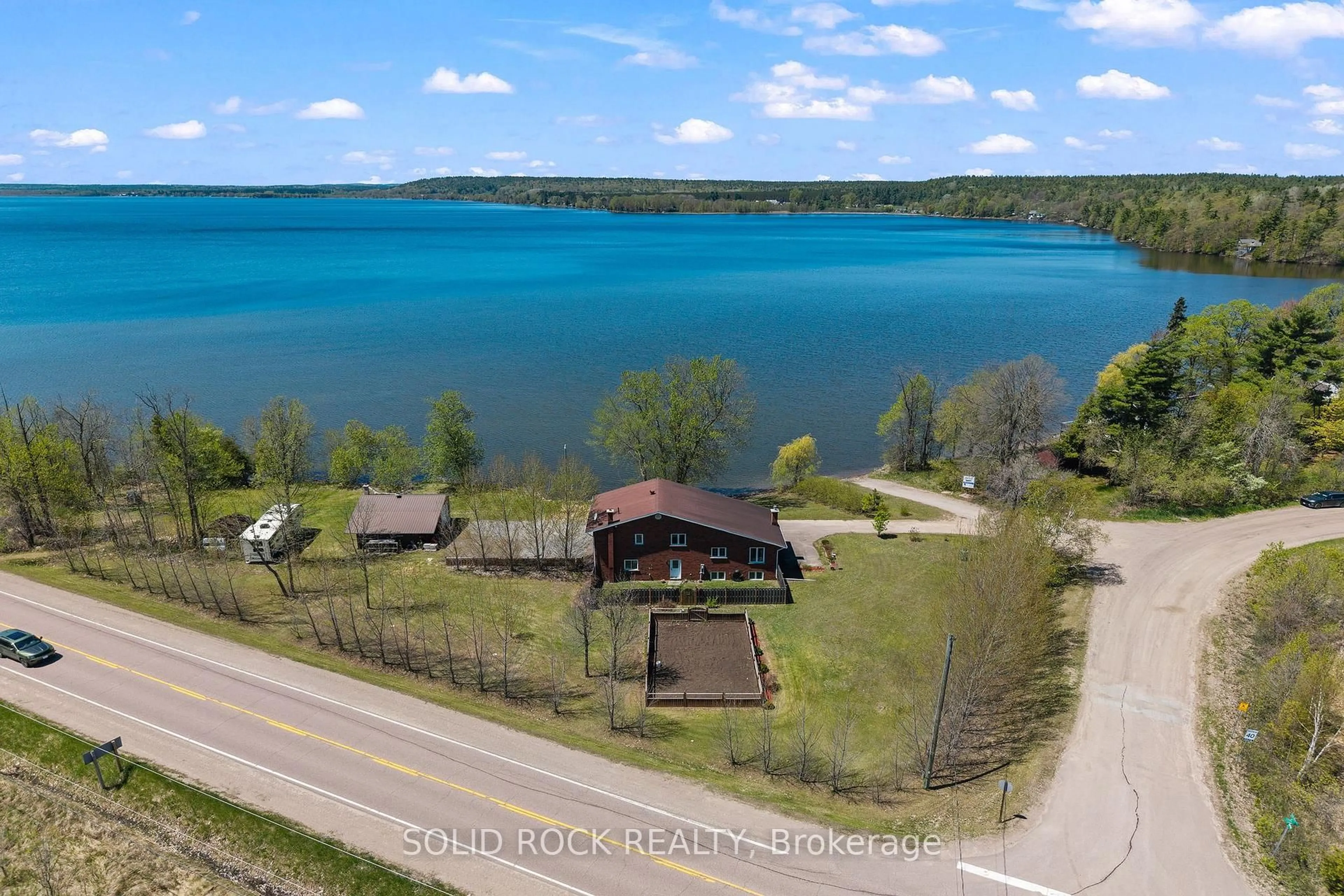 A pic from outside/outdoor area/front of a property/back of a property/a pic from drone, water/lake/river/ocean view for 86 Township Park Rd, Eganville Ontario K0J 1T0