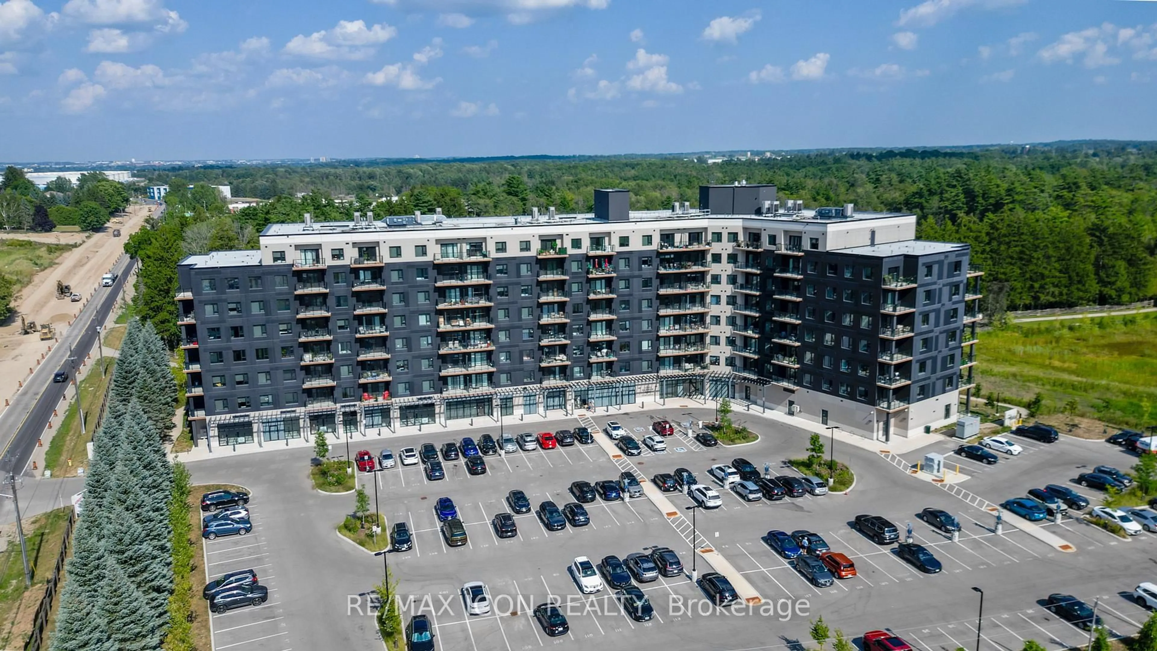 A pic from outside/outdoor area/front of a property/back of a property/a pic from drone, city buildings view from balcony for 525 New Dundee Rd #710, Kitchener Ontario N2P 0K8