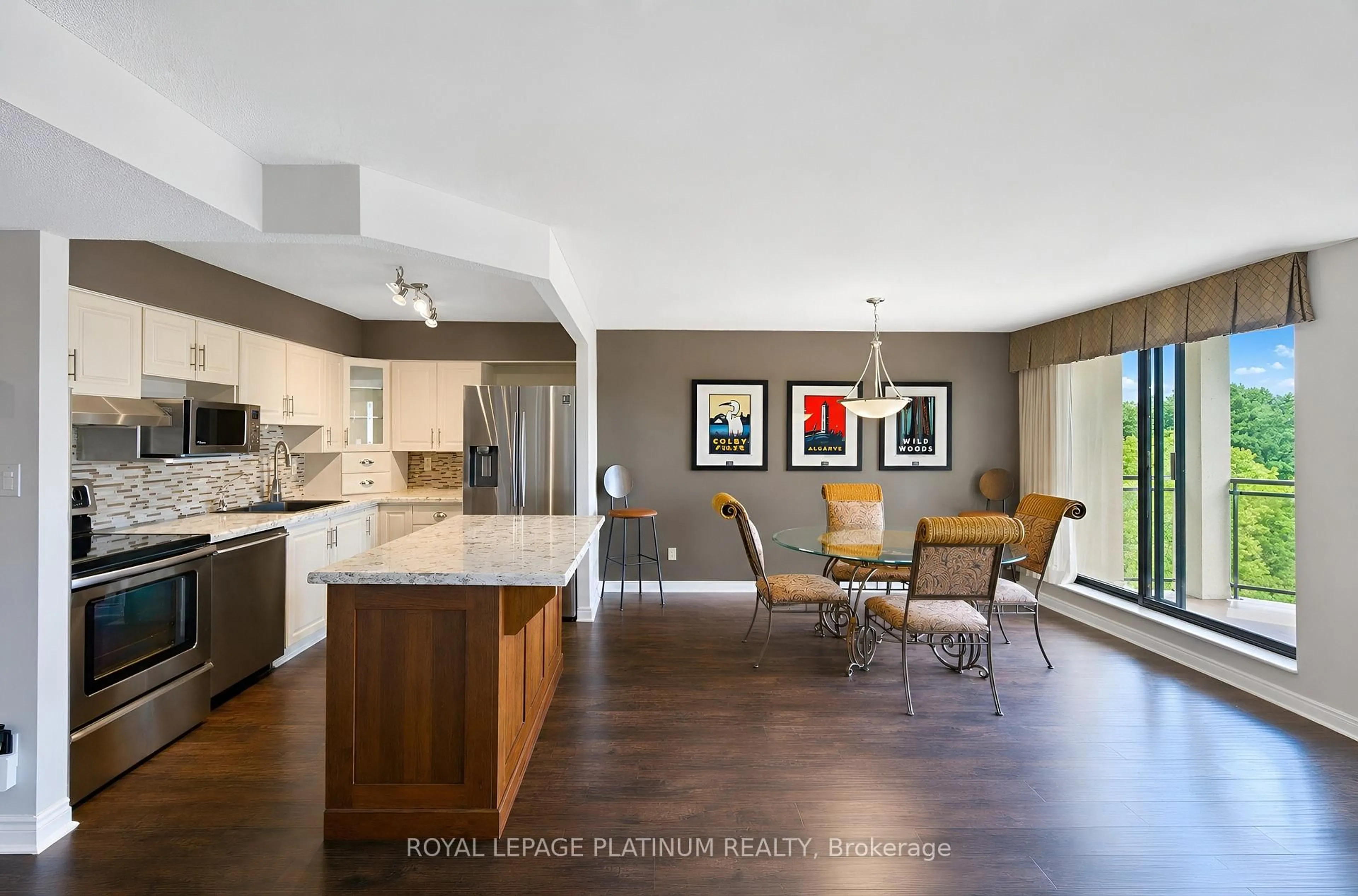 Open concept kitchen, wood/laminate floor for 688 Preston Pkwy #401, Cambridge Ontario N3H 5K6