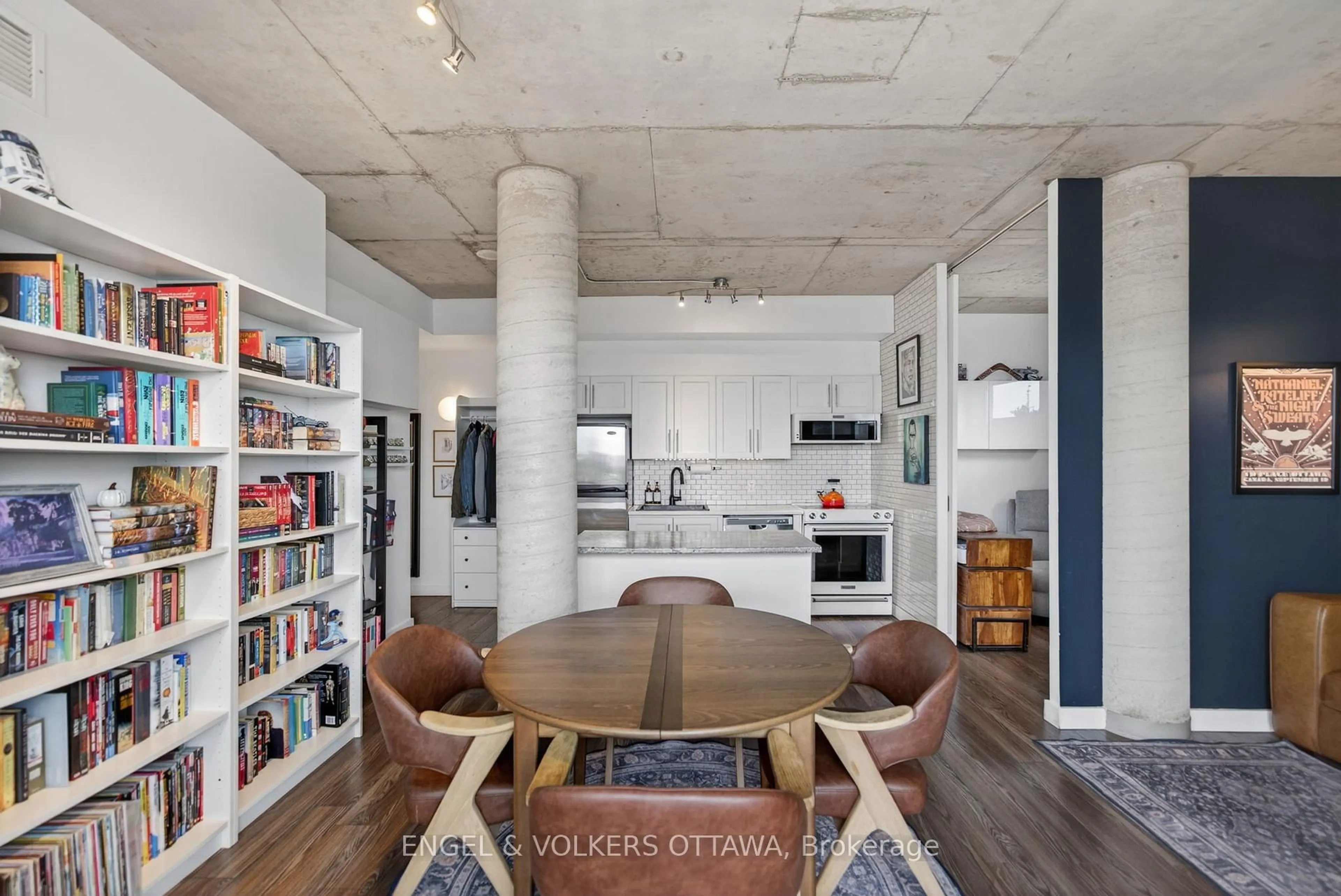 Open concept kitchen, cement floor for 383 Cumberland St #704, Ottawa Ontario K1N 1J7