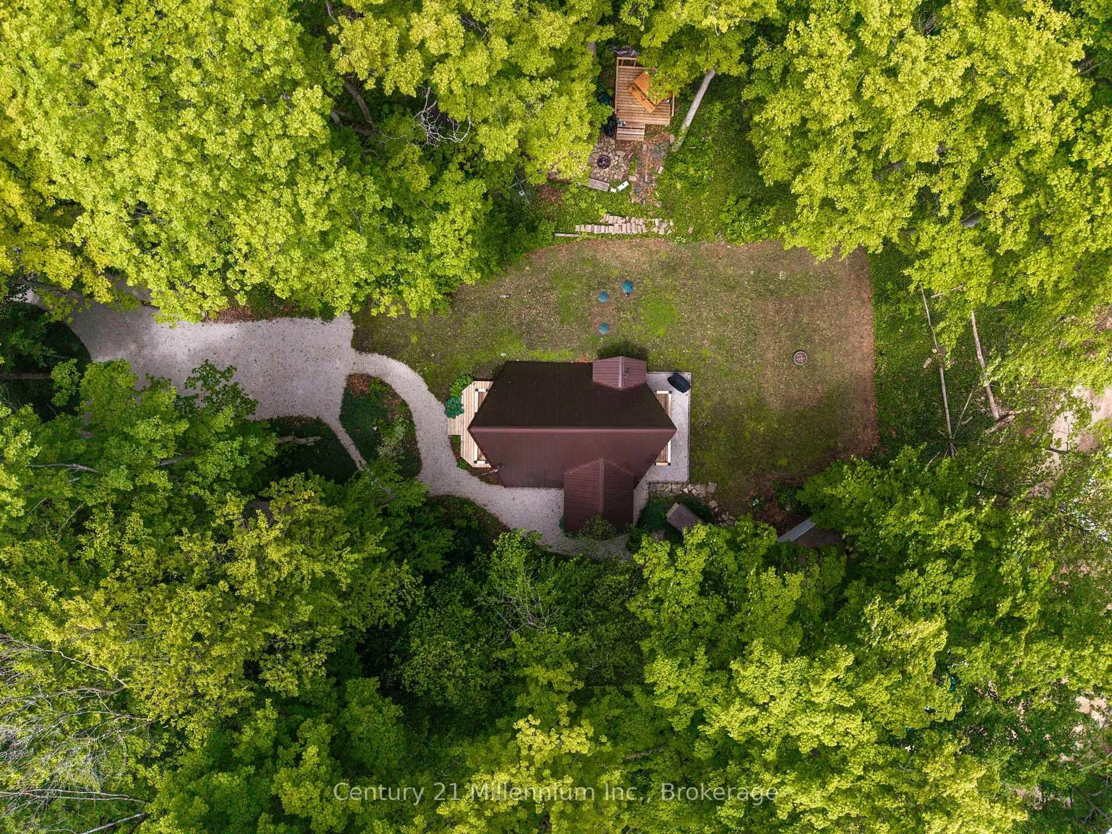 A pic from outside/outdoor area/front of a property/back of a property/a pic from drone, forest/trees view for 67 Chapel Cres, South Bruce Peninsula Ontario N0H 2T0