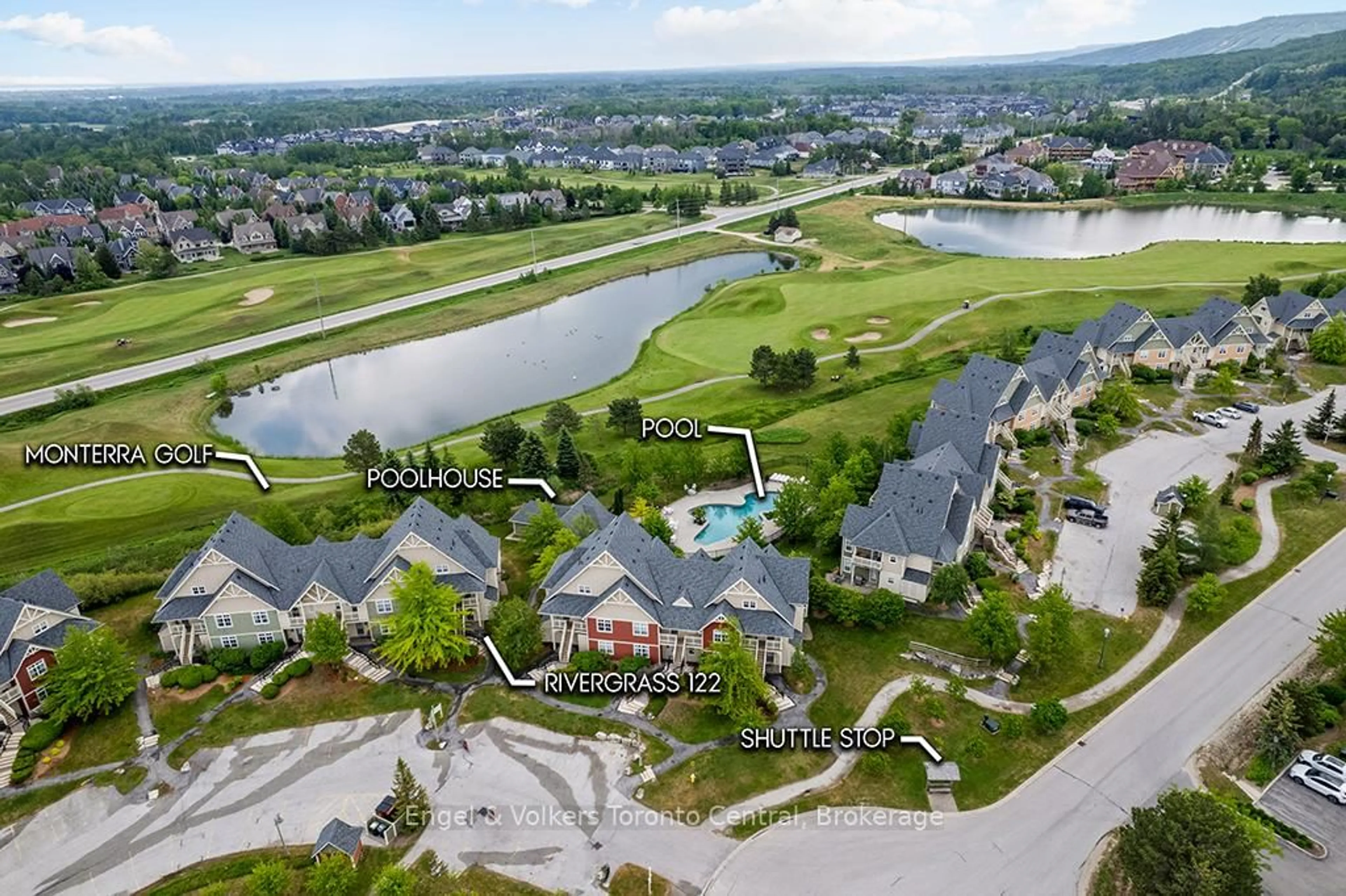 A pic from outside/outdoor area/front of a property/back of a property/a pic from drone, water/lake/river/ocean view for 125 Fairway Crt #122, Blue Mountains Ontario L9Y 0P8