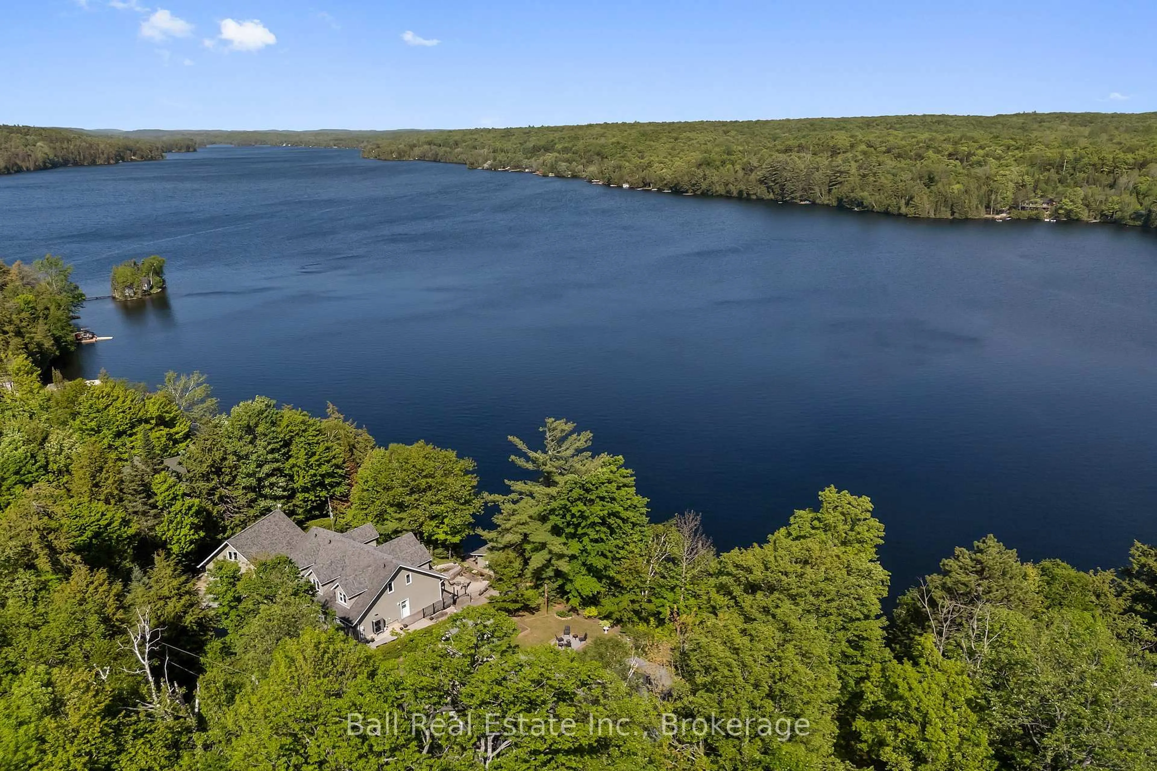 A pic from outside/outdoor area/front of a property/back of a property/a pic from drone, water/lake/river/ocean view for 1120 Ruthven Rd, Highlands East Ontario K0L 1C0