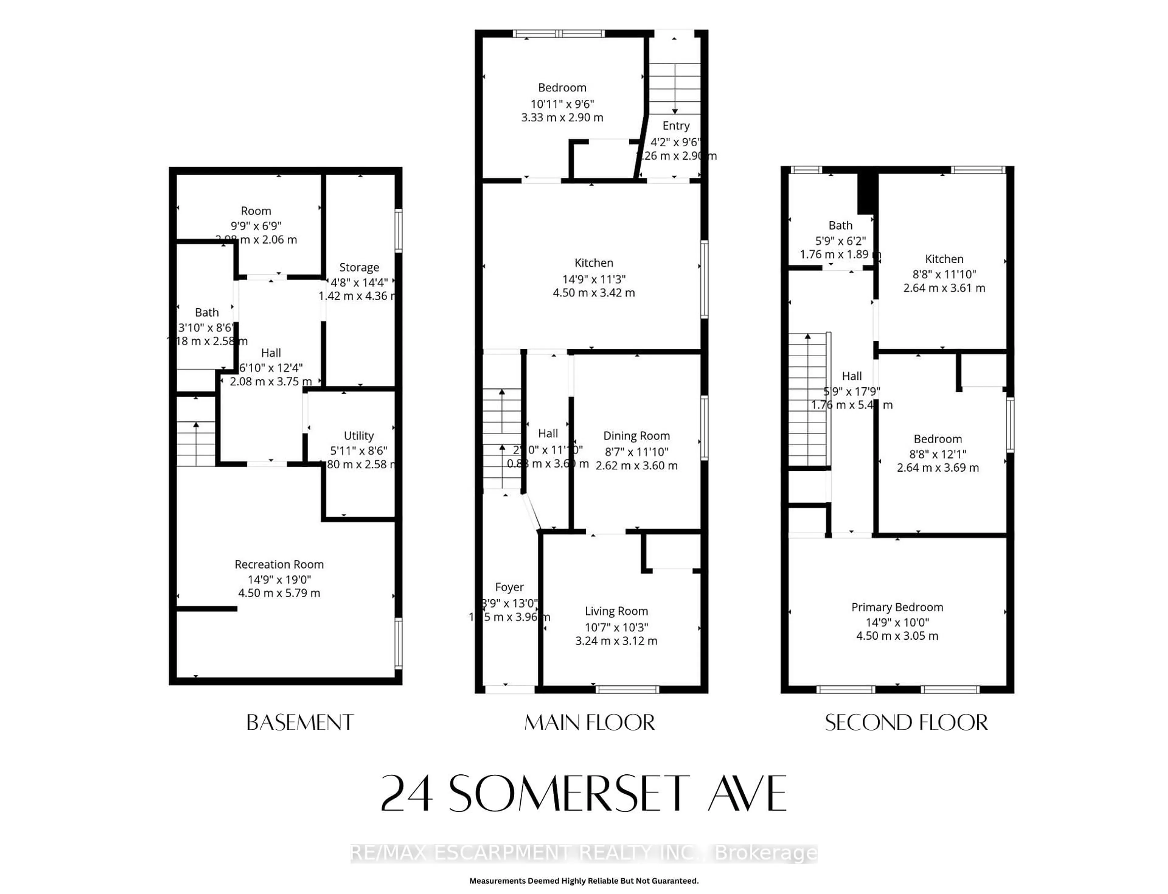 Floor plan for 24 Somerset Ave, Hamilton Ontario L8L 2L5