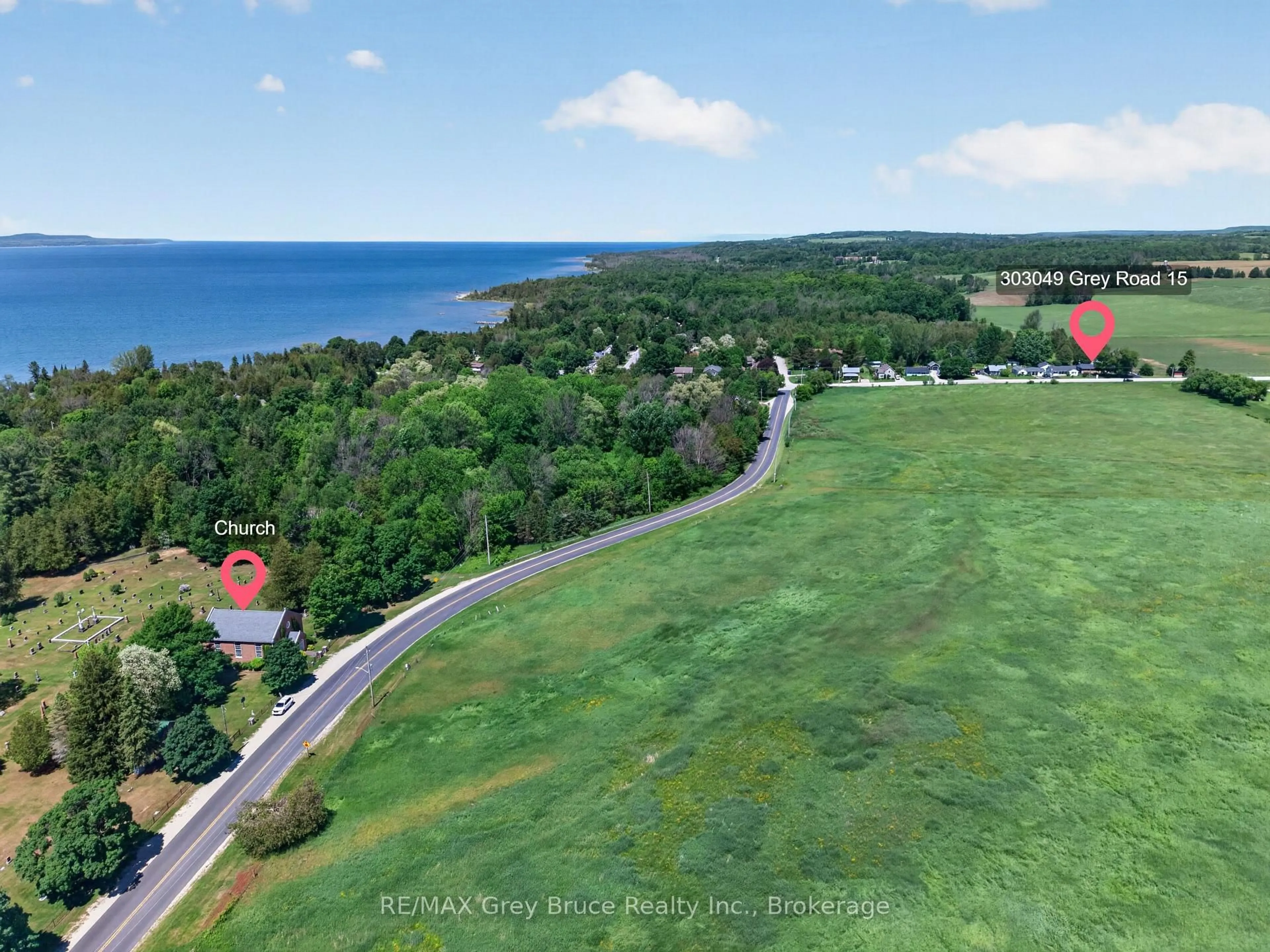 A pic from outside/outdoor area/front of a property/back of a property/a pic from drone, water/lake/river/ocean view for 303049 Grey 15 Rd, Meaford Ontario N0H 1V0