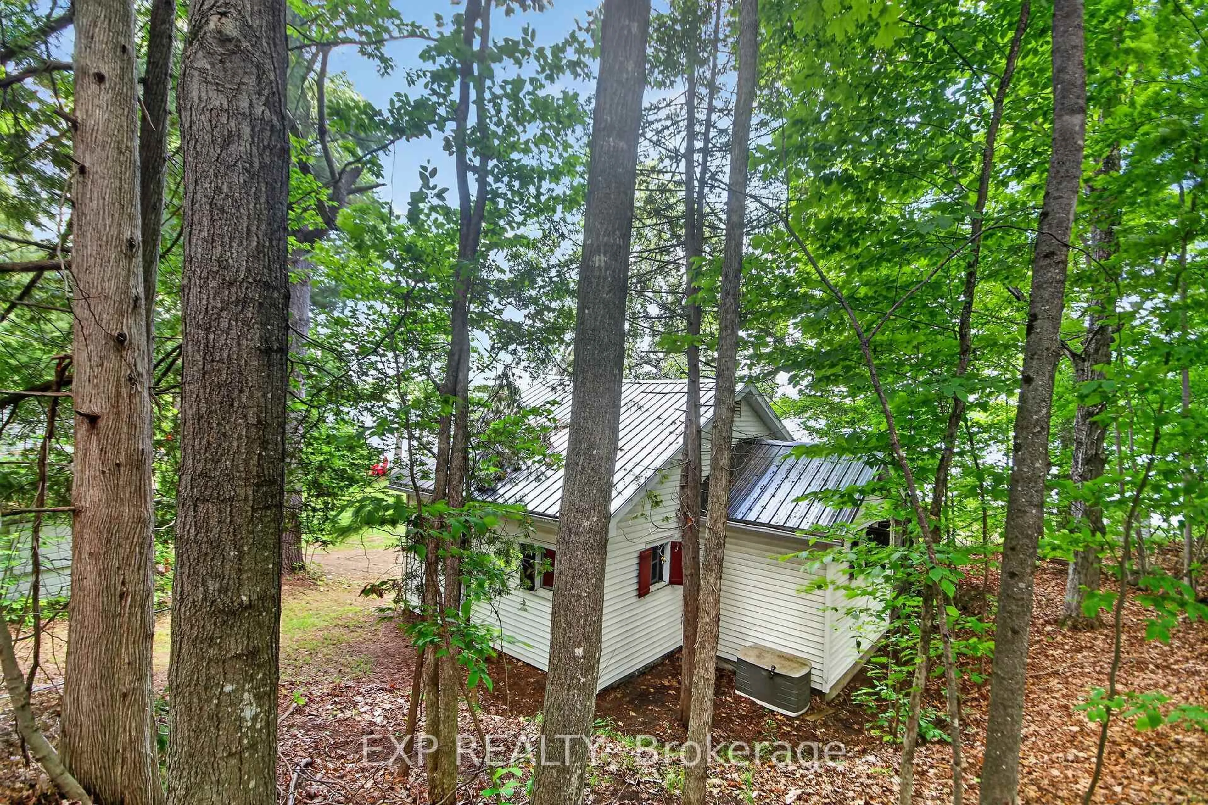 A pic from outside/outdoor area/front of a property/back of a property/a pic from drone, forest/trees view for 61 Cedar Haven Lane, Tichborne Ontario K0H 2V0