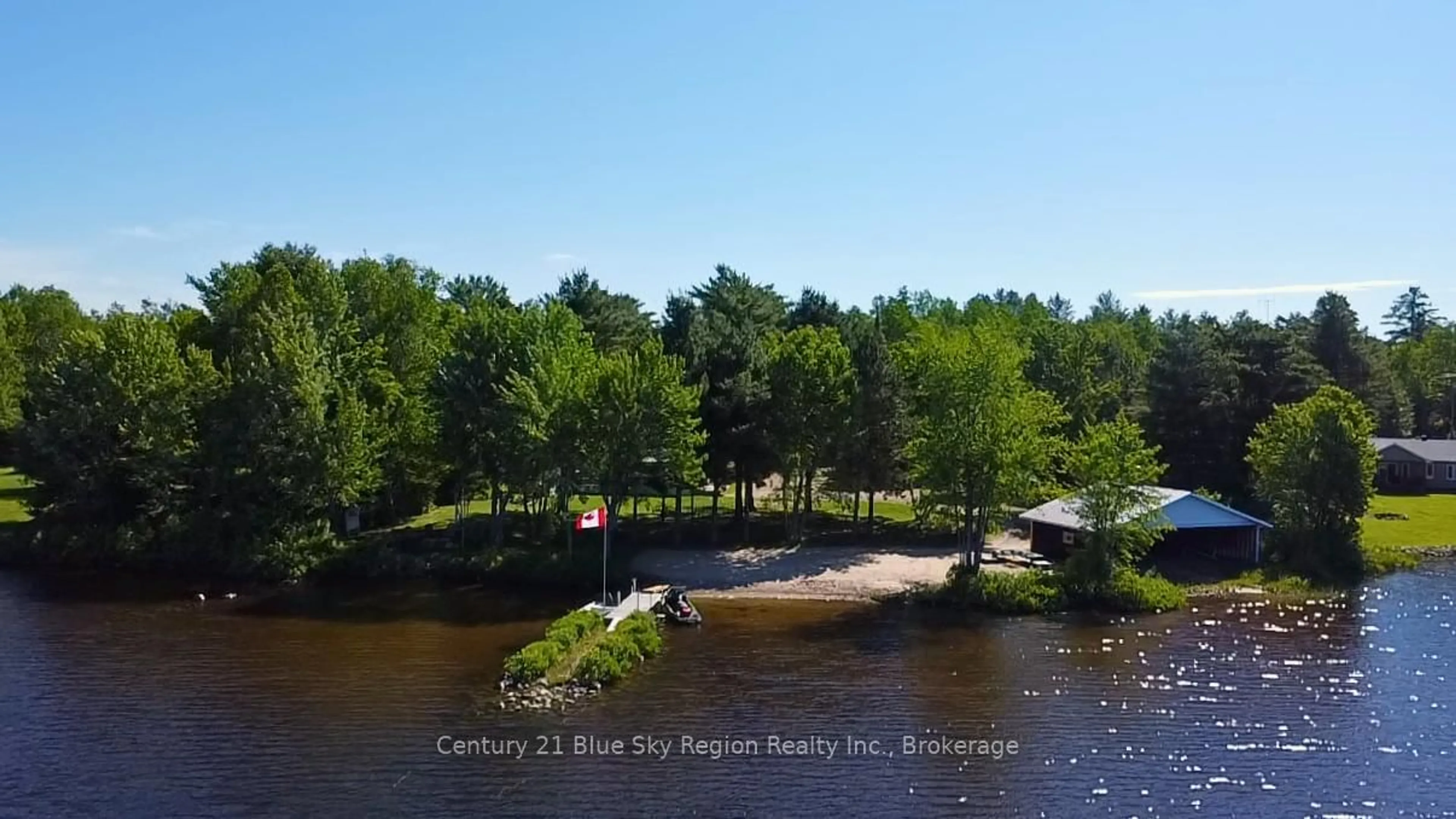 A pic from outside/outdoor area/front of a property/back of a property/a pic from drone, water/lake/river/ocean view for 87 Booth Rd, Calvin Ontario P0H 1V0