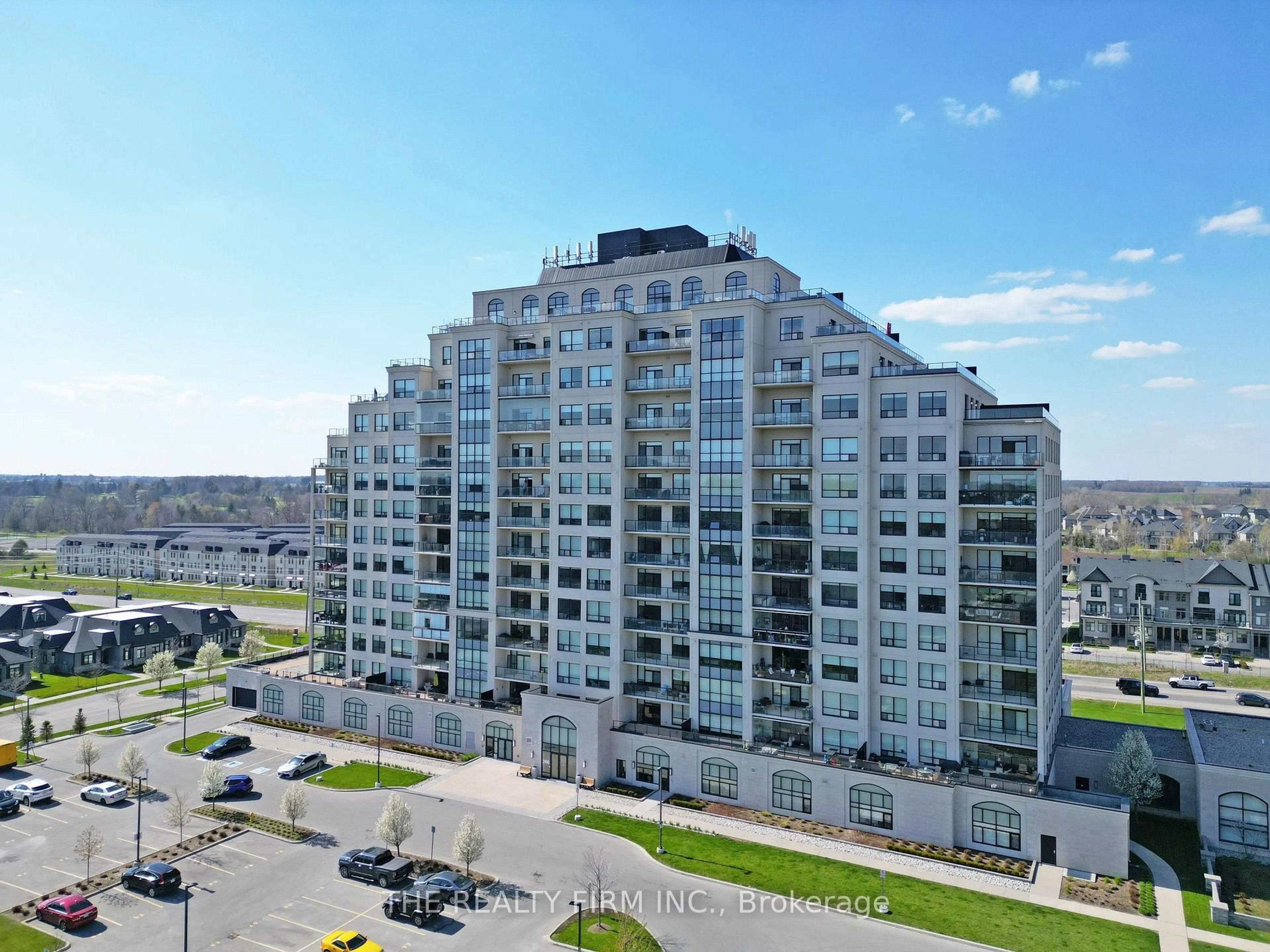 A pic from outside/outdoor area/front of a property/back of a property/a pic from drone, city buildings view from balcony for 260 VILLAGEWALK Blvd #708, London North Ontario N6G 0W6