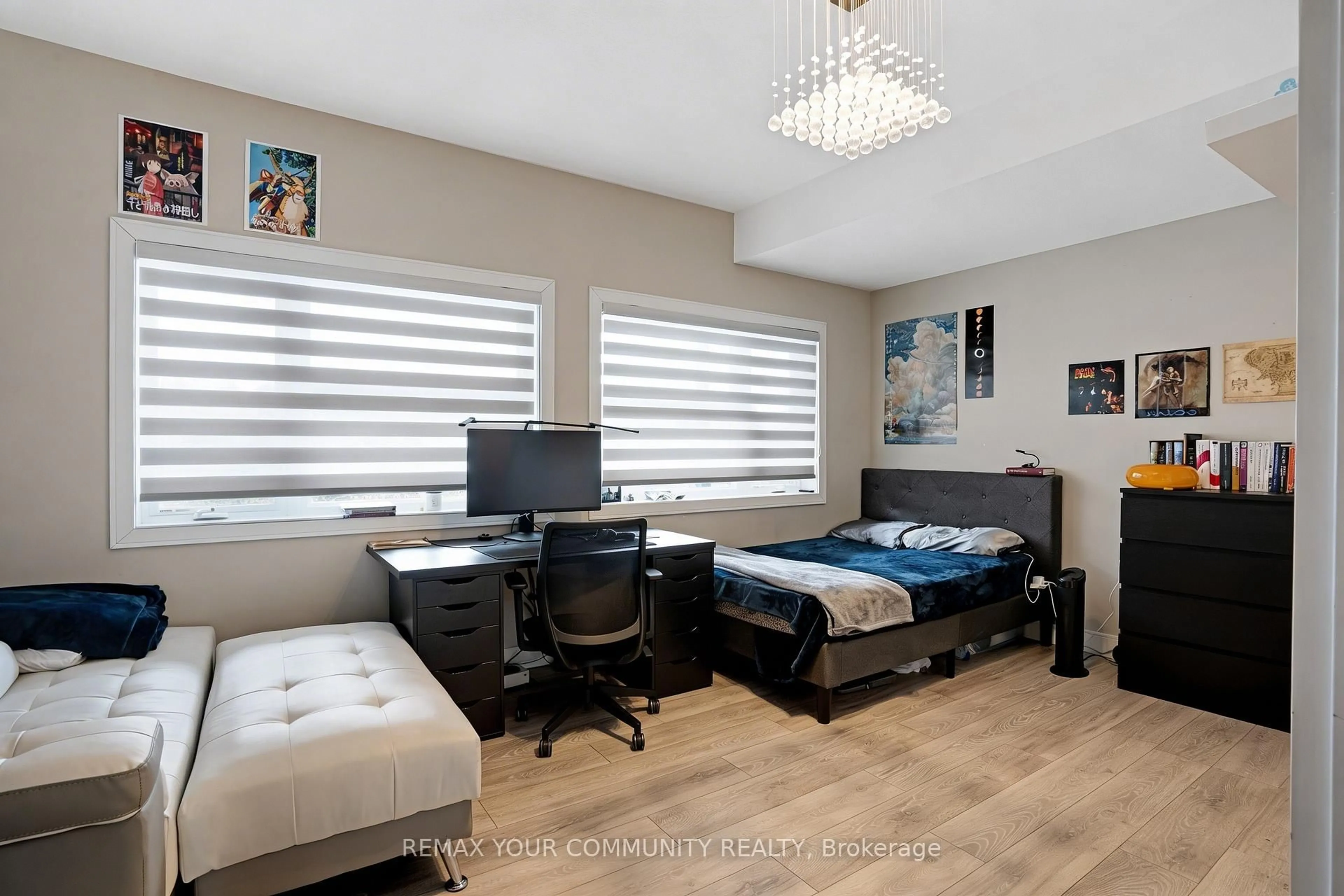Bedroom with bed, wood/laminate floor for 60 Arkell Rd #63, Guelph Ontario N1L 0N8