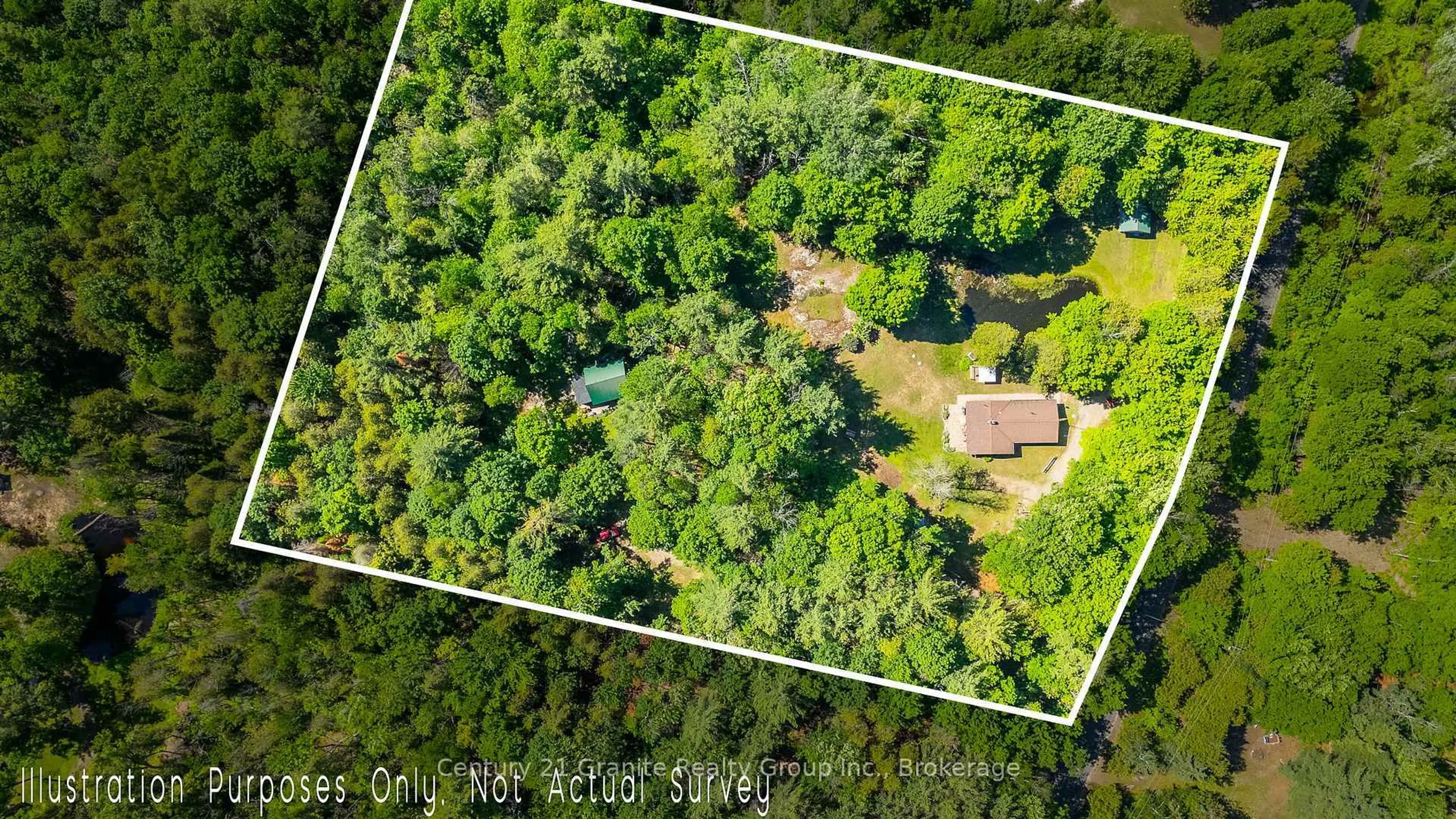 A pic from outside/outdoor area/front of a property/back of a property/a pic from drone, forest/trees view for 1069 Rice Rd, Minden Hills Ontario K0M 1K0