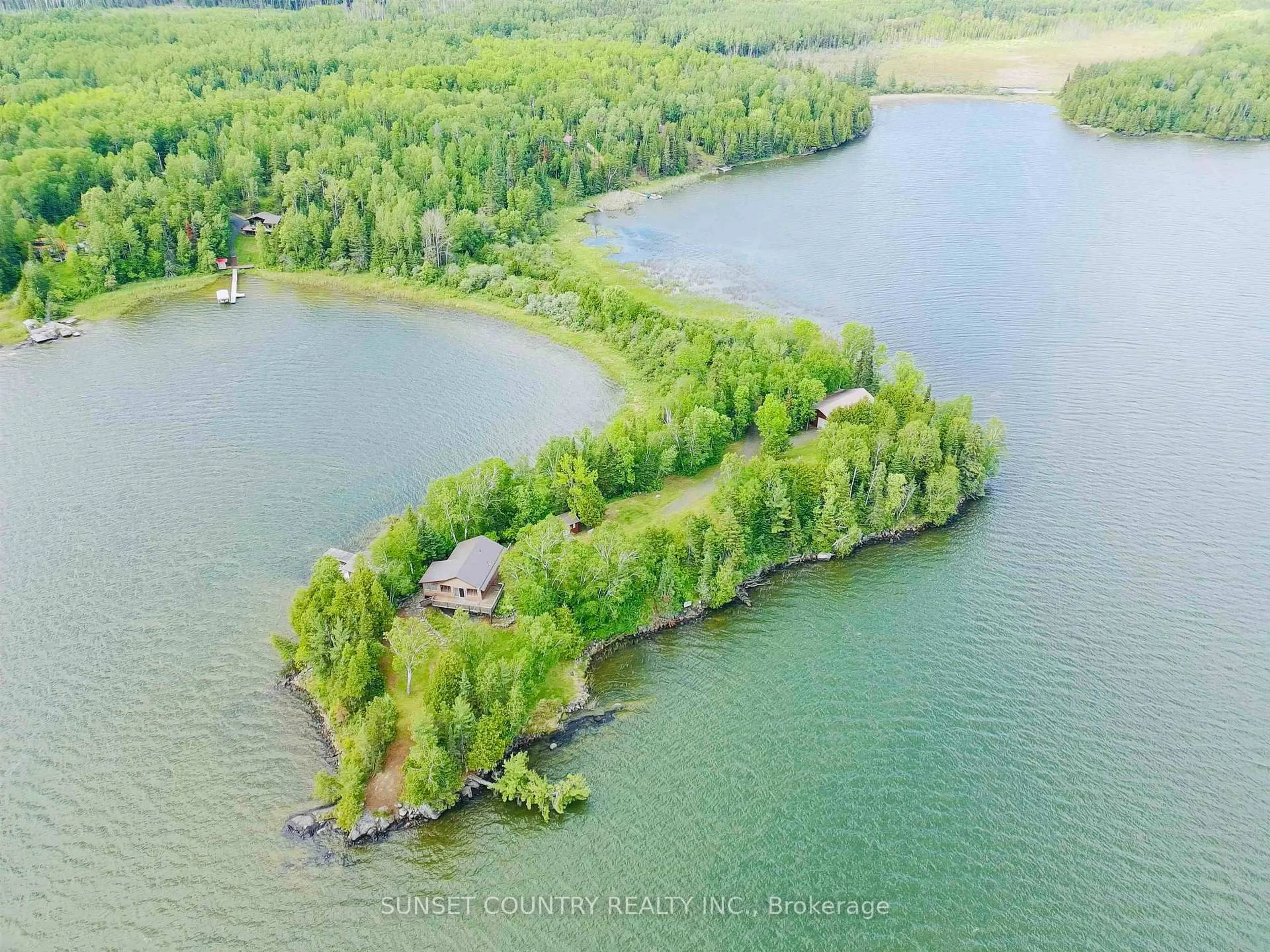 A pic from outside/outdoor area/front of a property/back of a property/a pic from drone, water/lake/river/ocean view for 108 Dawatts Rd, Machin Ontario P0V 1S0