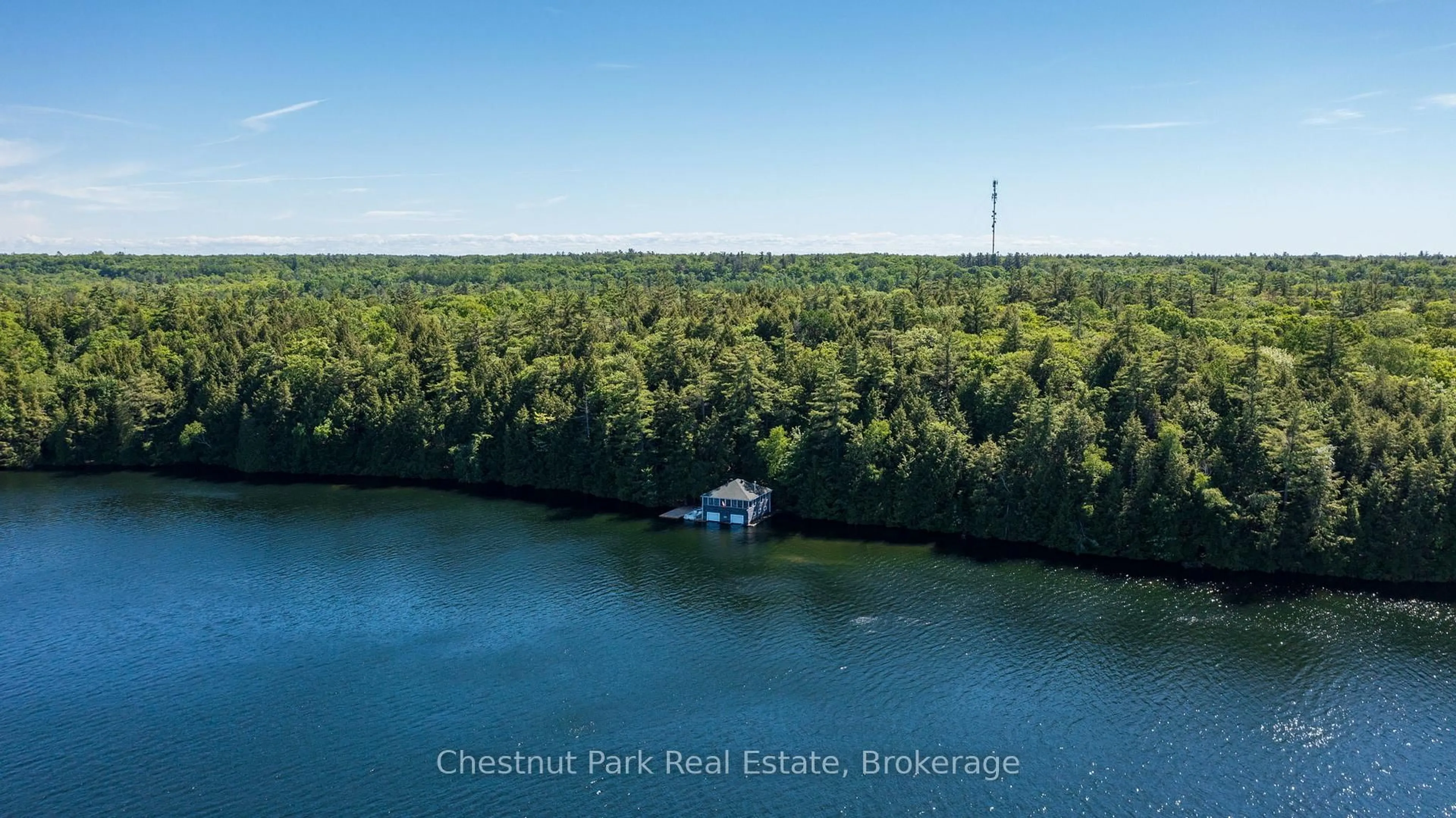 A pic from outside/outdoor area/front of a property/back of a property/a pic from drone, water/lake/river/ocean view for 4 Playfair Island # 3, Seguin Ontario P0C 1H0