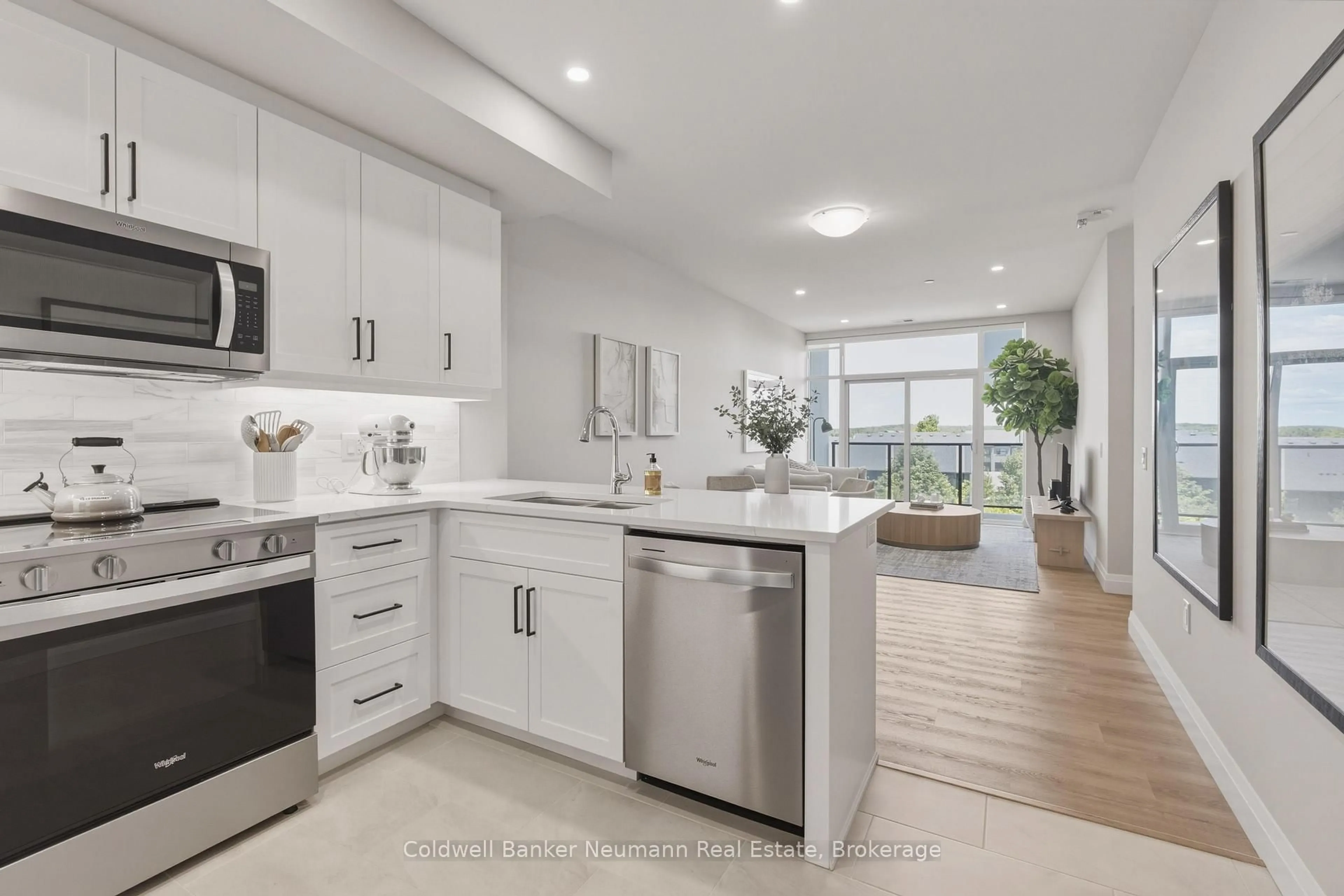 Open concept kitchen, ceramic/tile floor for 1882 Gordon St #312, Guelph Ontario N1L 0P6