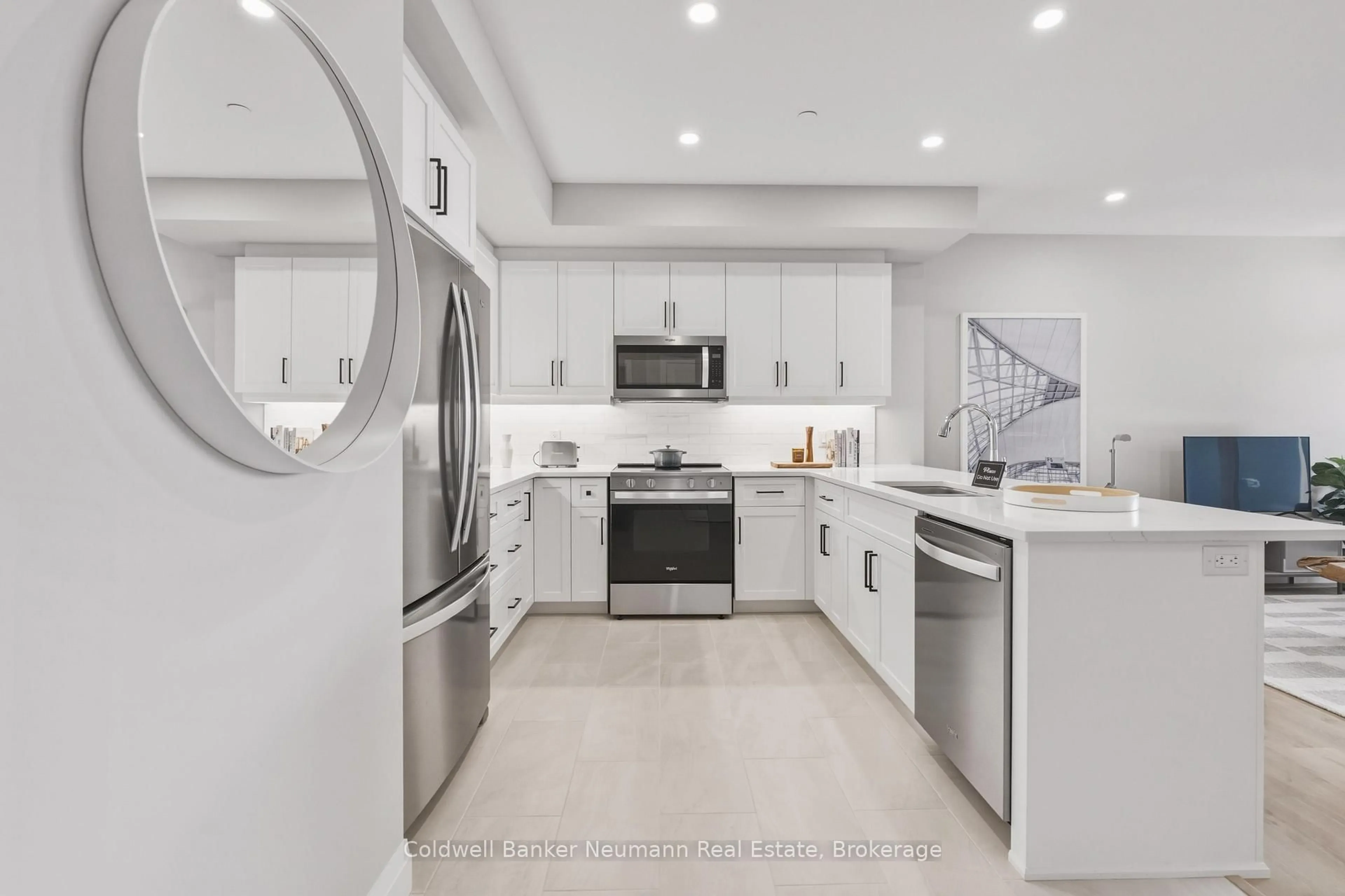 Contemporary kitchen, ceramic/tile floor for 1882 Gordon St #305, Guelph Ontario N1L 0P6