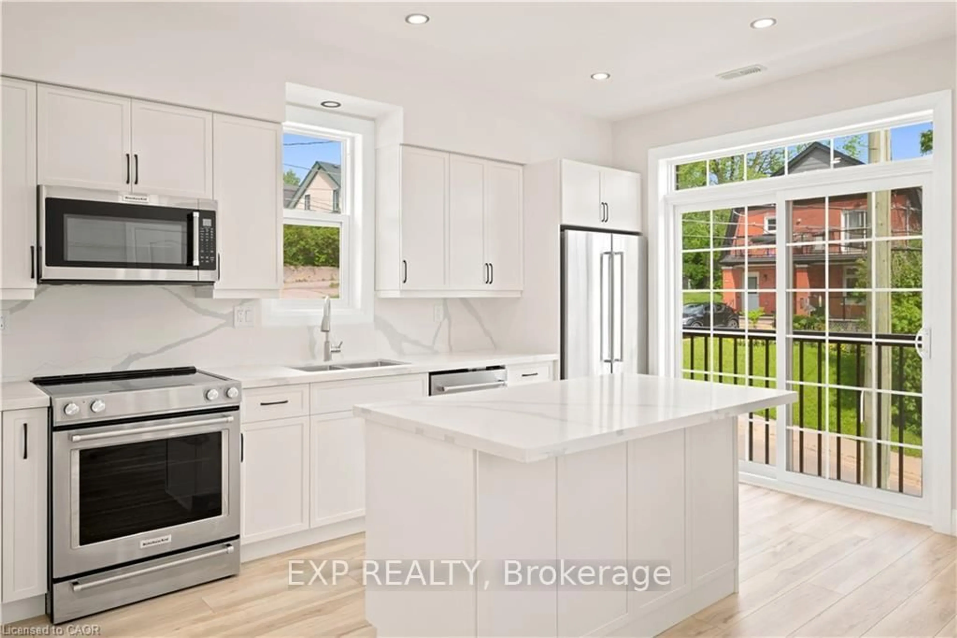 Open concept kitchen, ceramic/tile floor for 131 St George St, Kitchener Ontario N2G 2T2