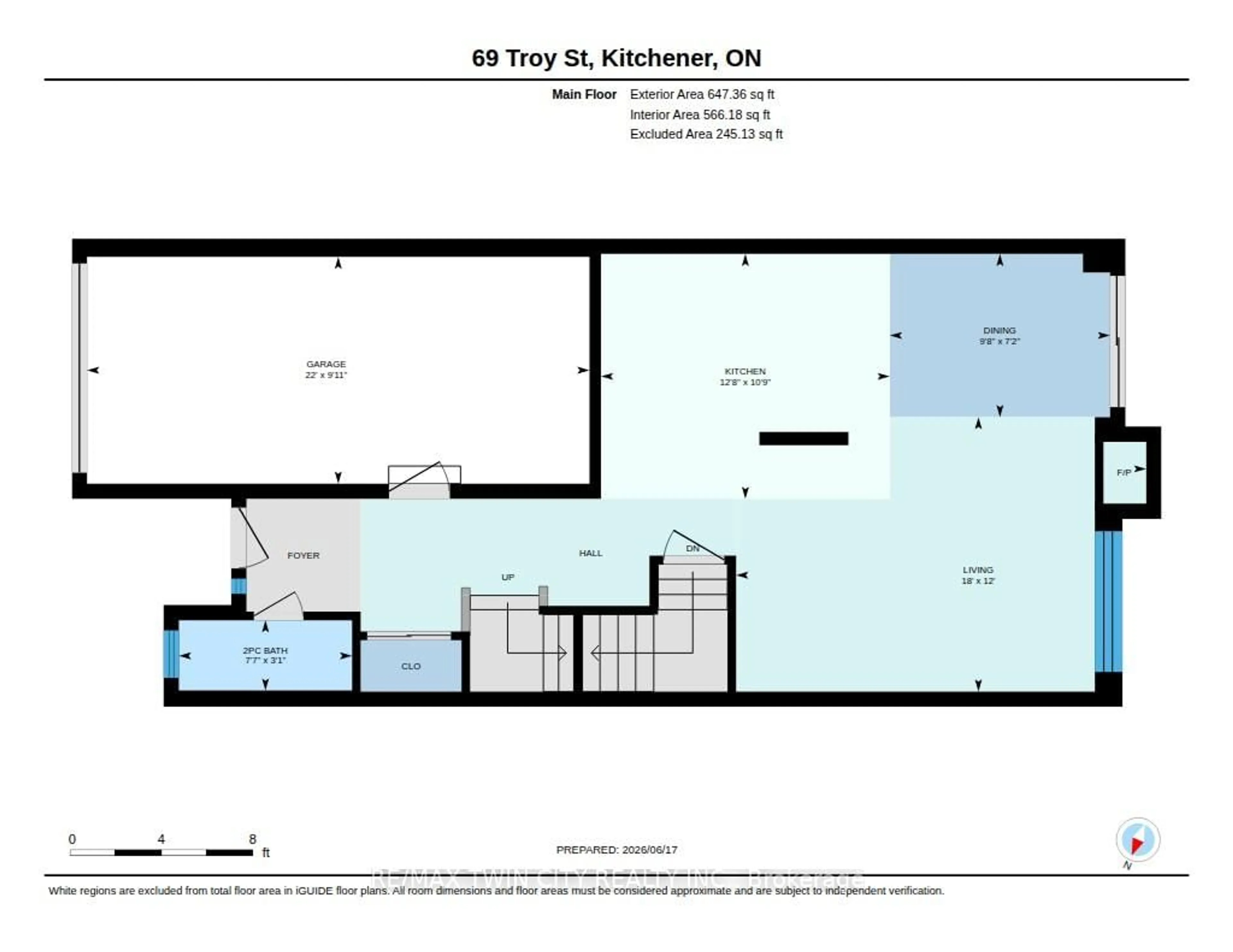 Floor plan for 69 Troy St, Kitchener Ontario N2H 1L9