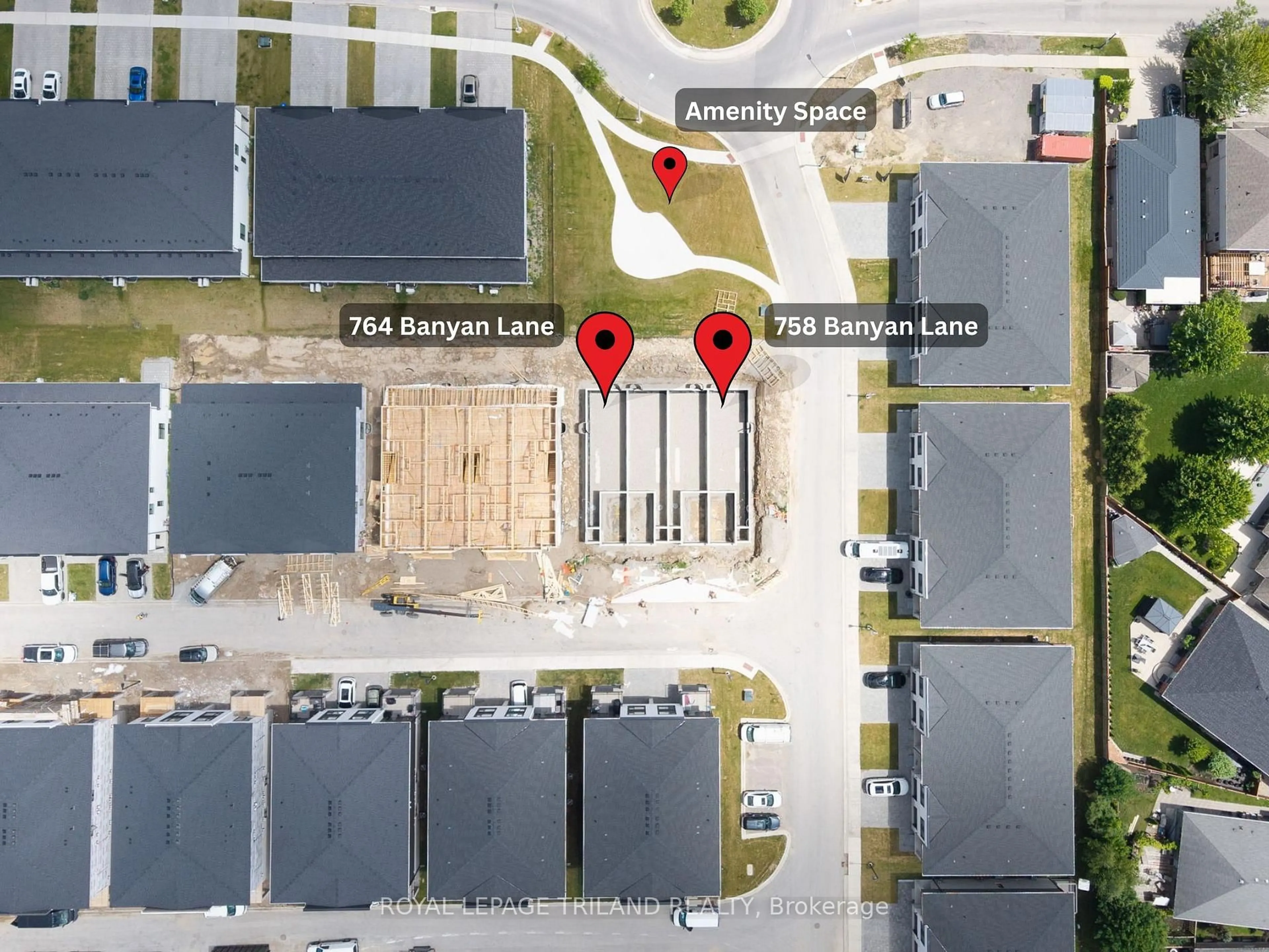 A pic from outside/outdoor area/front of a property/back of a property/a pic from drone, street for 758 Banyan Lane, London North Ontario N6G 0A6