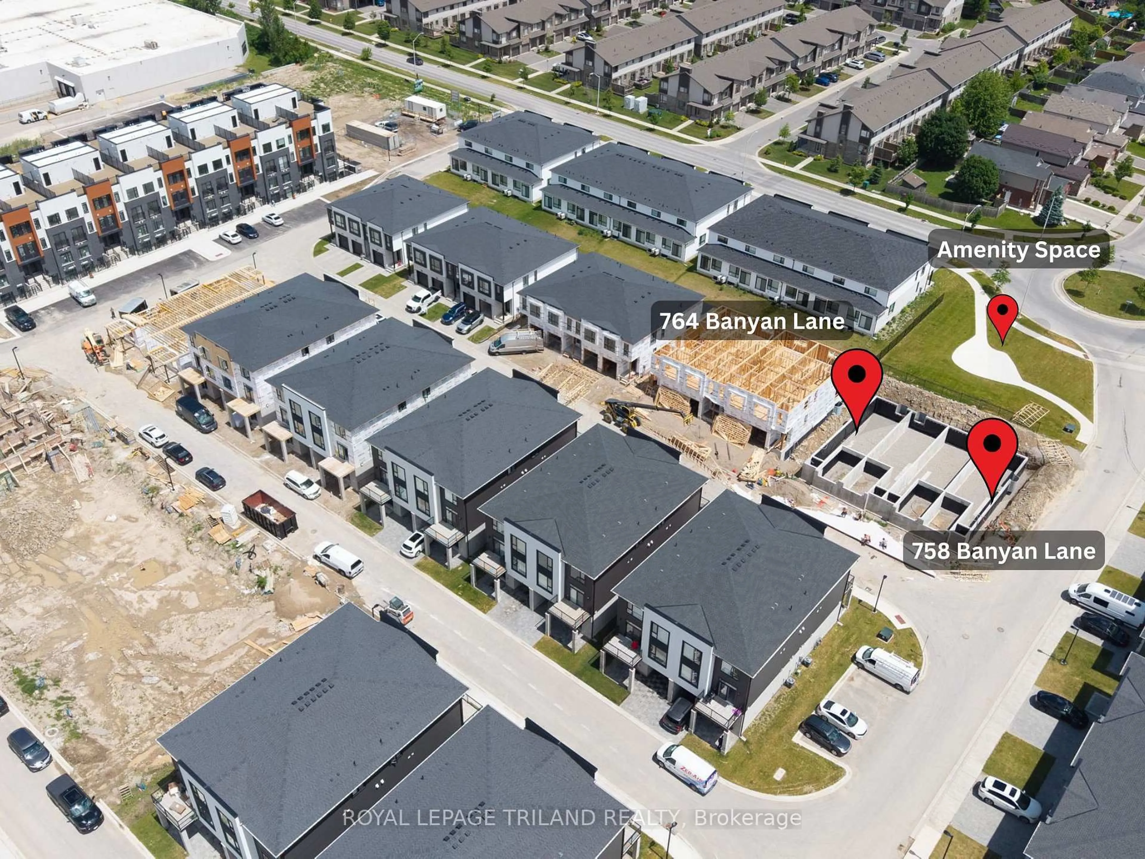 A pic from outside/outdoor area/front of a property/back of a property/a pic from drone, street for 758 Banyan Lane, London North Ontario N6G 0A6