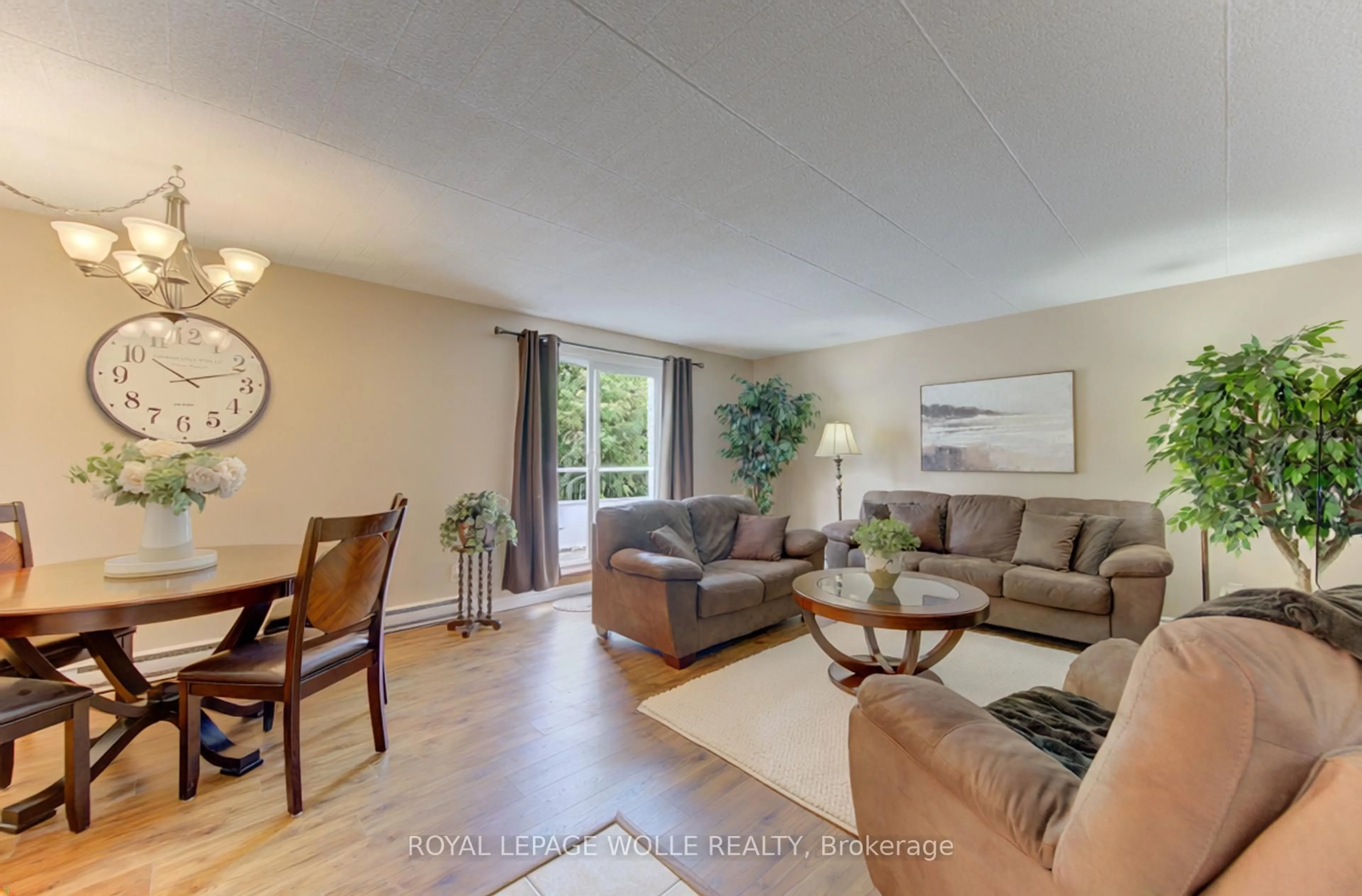 Living room with furniture, wood/laminate floor for 71 Vanier Dr #301, Kitchener Ontario N2C 1J4