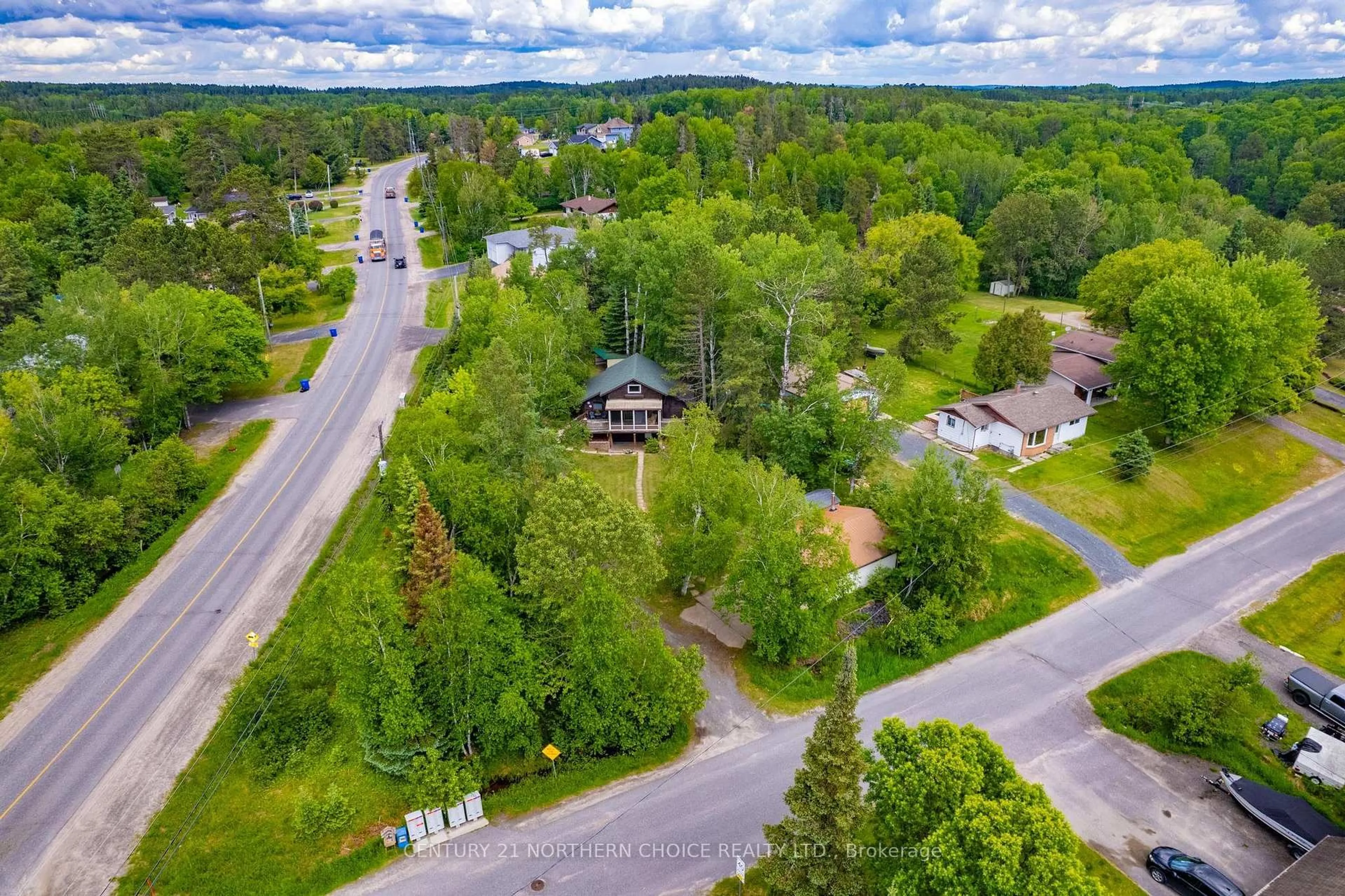 A pic from outside/outdoor area/front of a property/back of a property/a pic from drone, forest/trees view for 2 Donbrock Dr, Kenora Ontario P9N 0A1