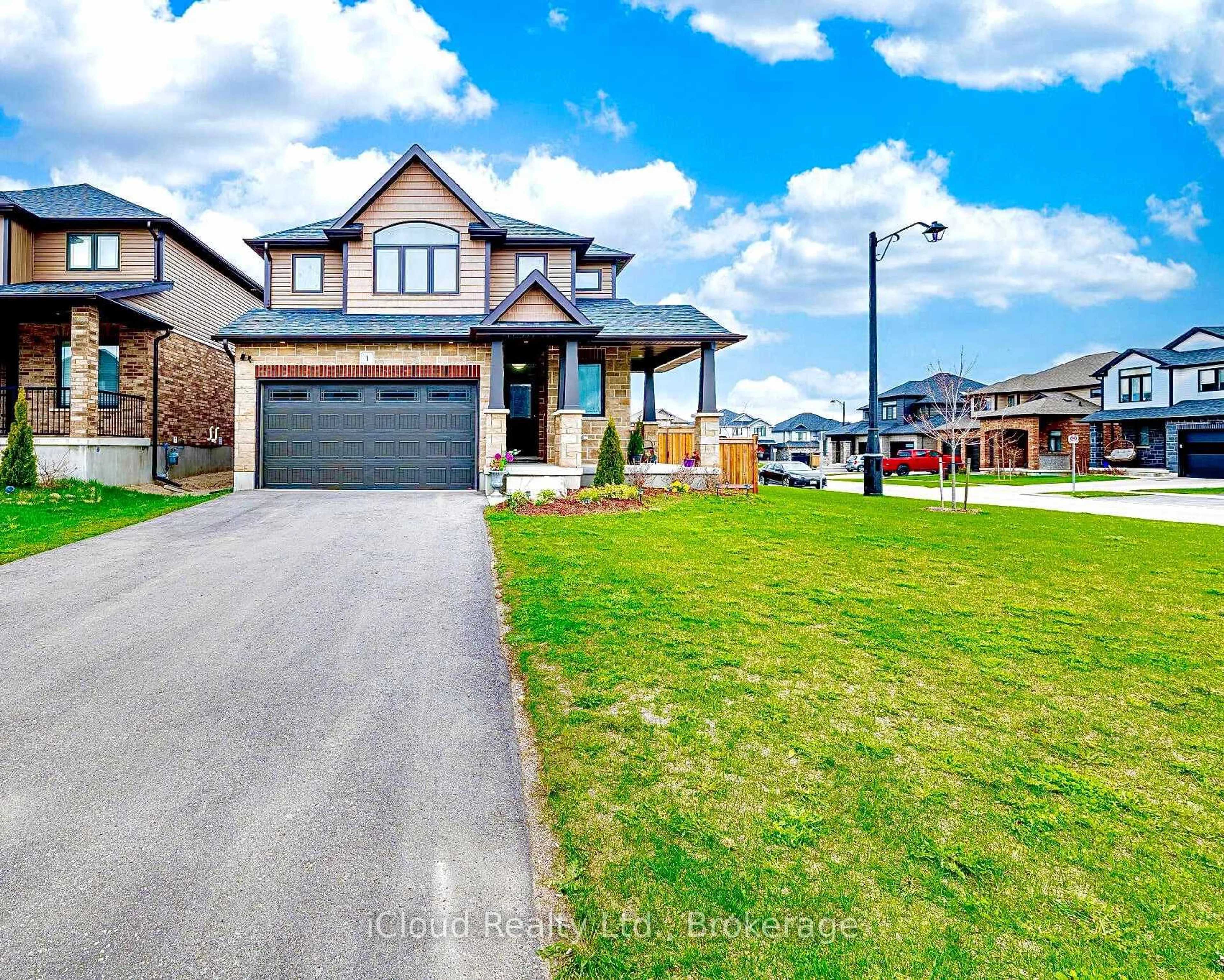 Home with brick exterior material, street for 1 Lang Lane, East Luther Grand Valley Ontario L9W 7S7