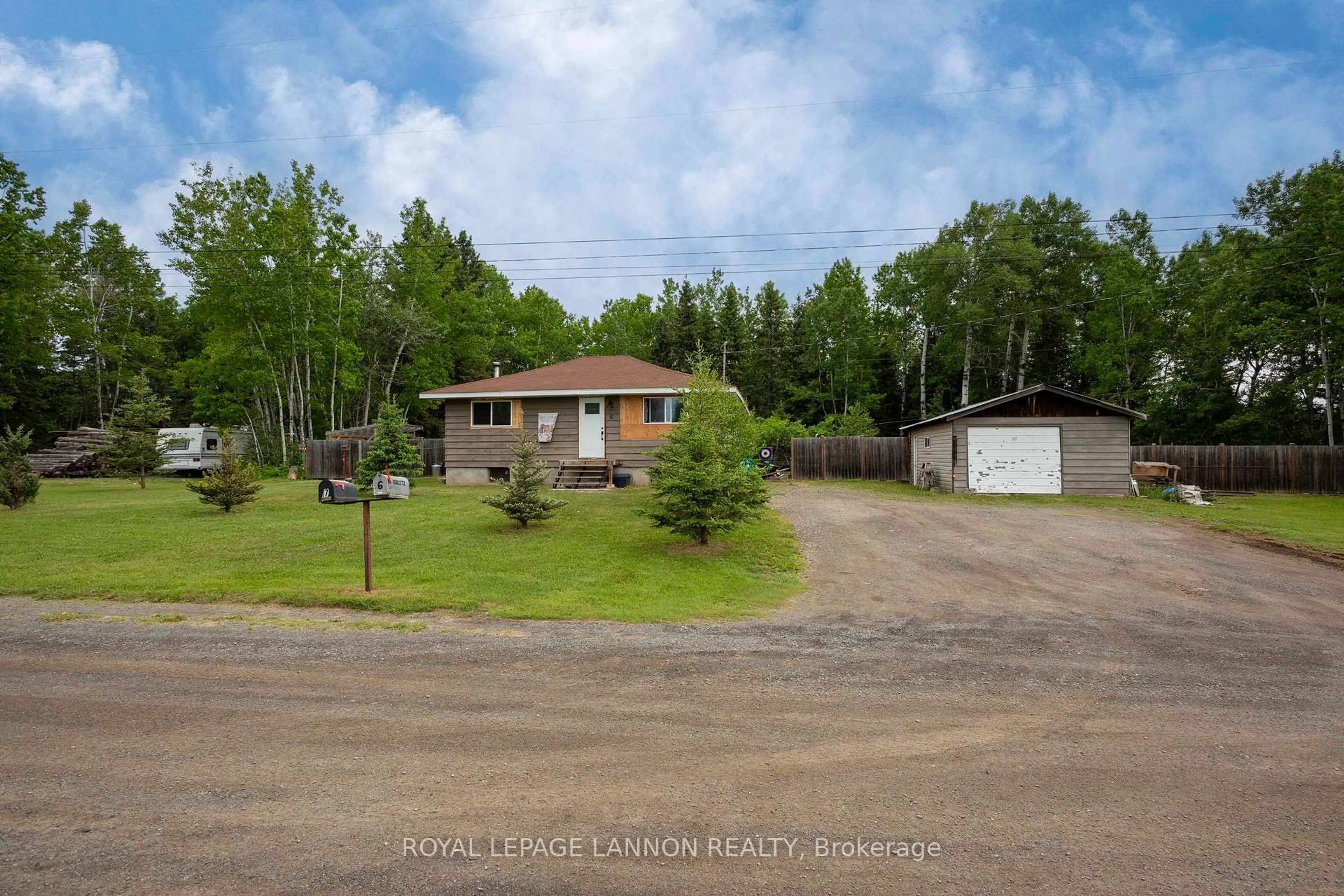 A pic from outside/outdoor area/front of a property/back of a property/a pic from drone, unknown for 6 Hume Rd W, Conmee Ontario P0T 1W0