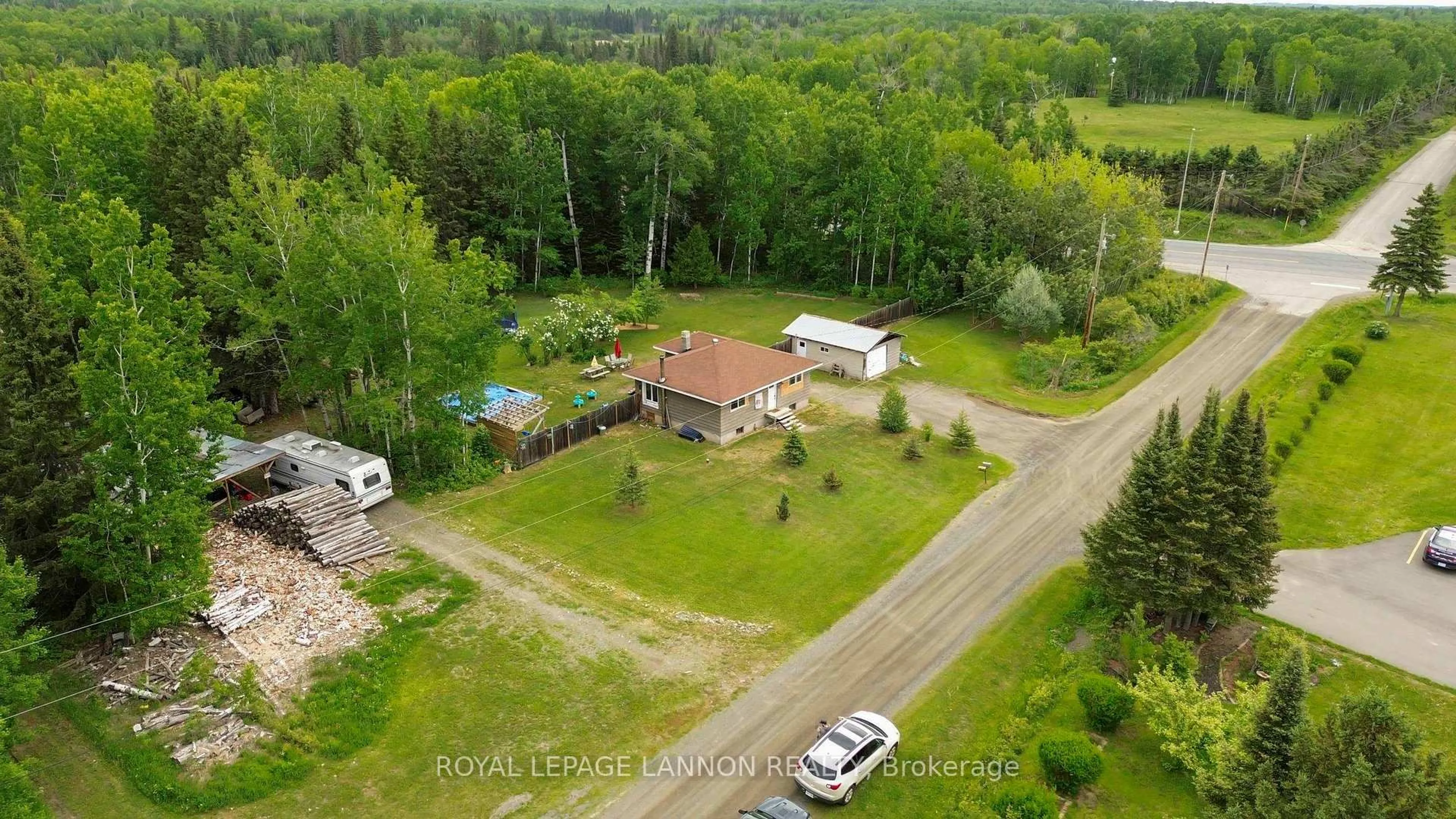 A pic from outside/outdoor area/front of a property/back of a property/a pic from drone, unknown for 6 Hume Rd W, Conmee Ontario P0T 1W0
