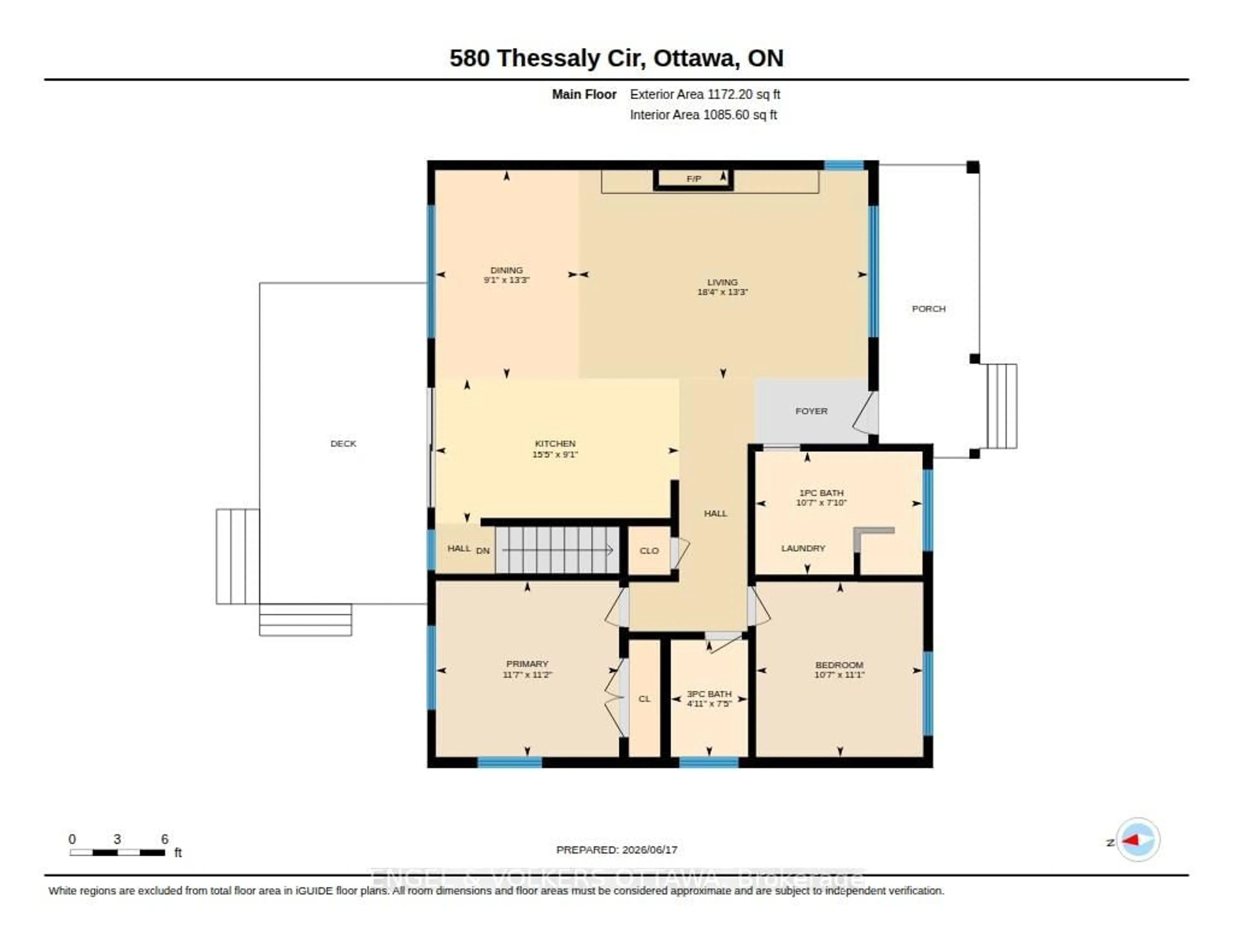 Floor plan for 580 Thessaly Circ, Ottawa Ontario K1H 5W5