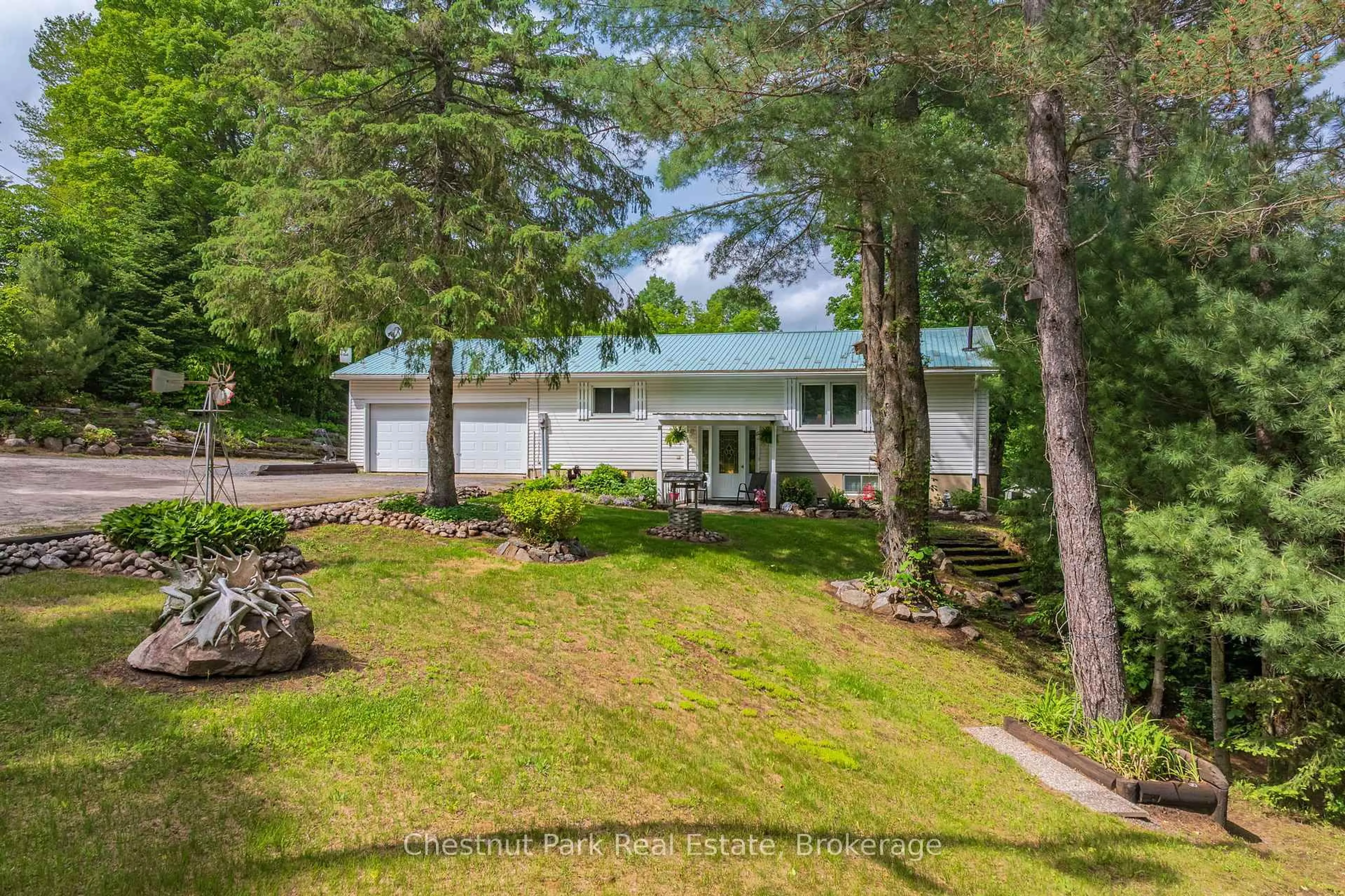 A pic from outside/outdoor area/front of a property/back of a property/a pic from drone, water/lake/river/ocean view for 379 Gables Rd, Machar Ontario P0A 1X0