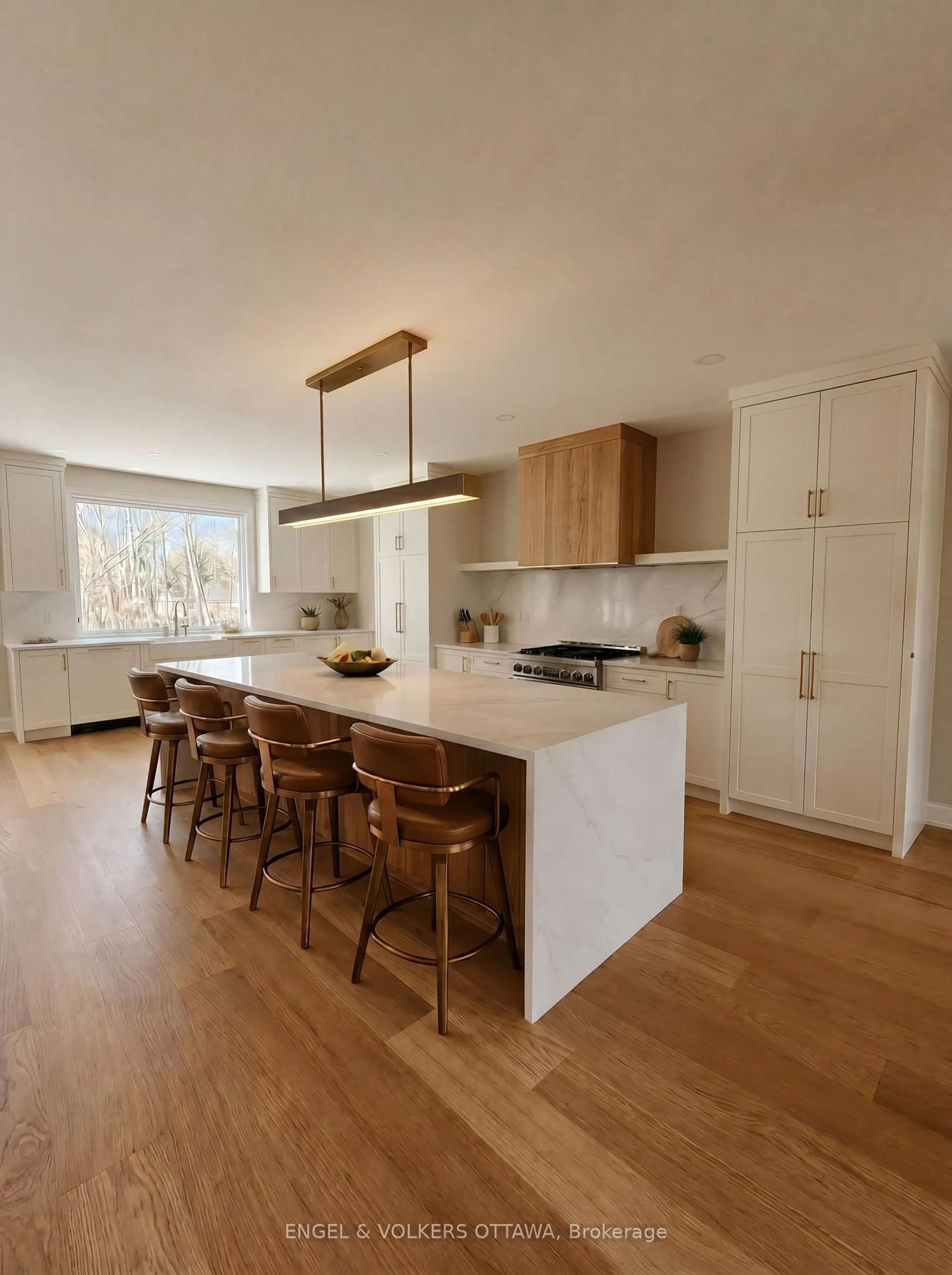 Open concept kitchen, wood/laminate floor for 38 Synergy Way, Kanata Ontario K2W 0G7