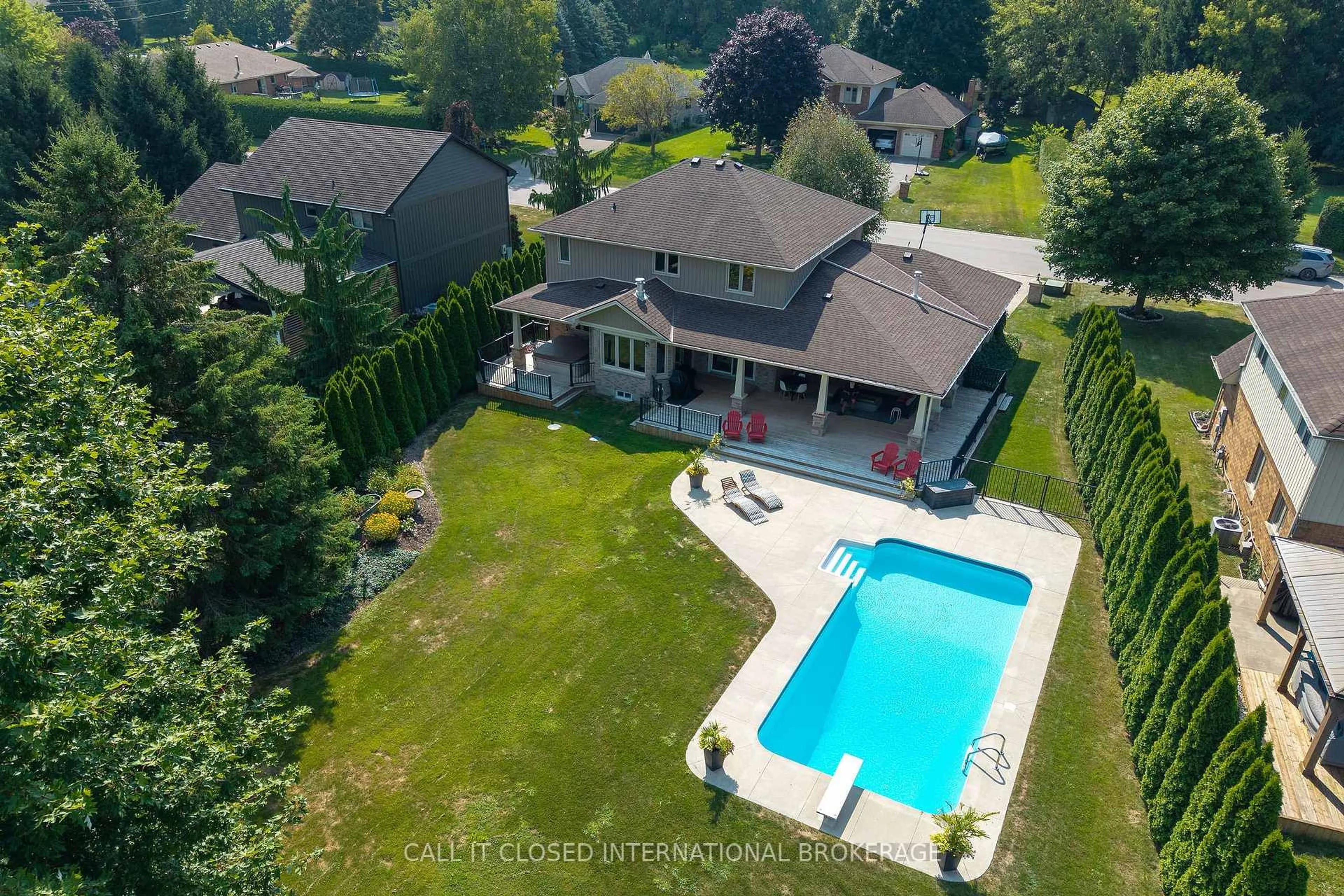 A pic from outside/outdoor area/front of a property/back of a property/a pic from drone, water/lake/river/ocean view for 40010 Shady Lane Cres, Southwold Ontario N5P 3T2