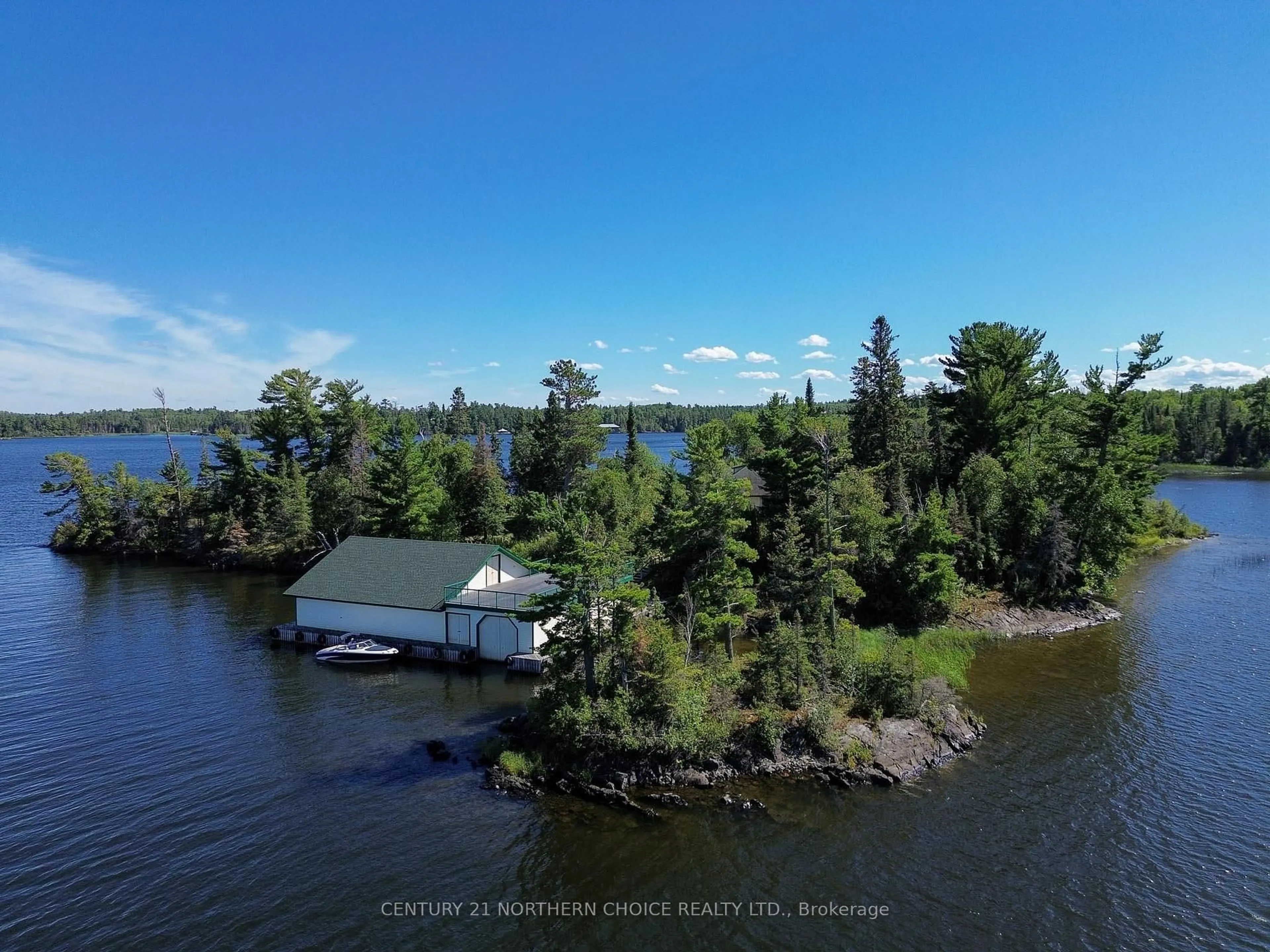 A pic from outside/outdoor area/front of a property/back of a property/a pic from drone, water/lake/river/ocean view for 363P Brightwater Island, Kenora Remote Area Ontario P0X 1C0