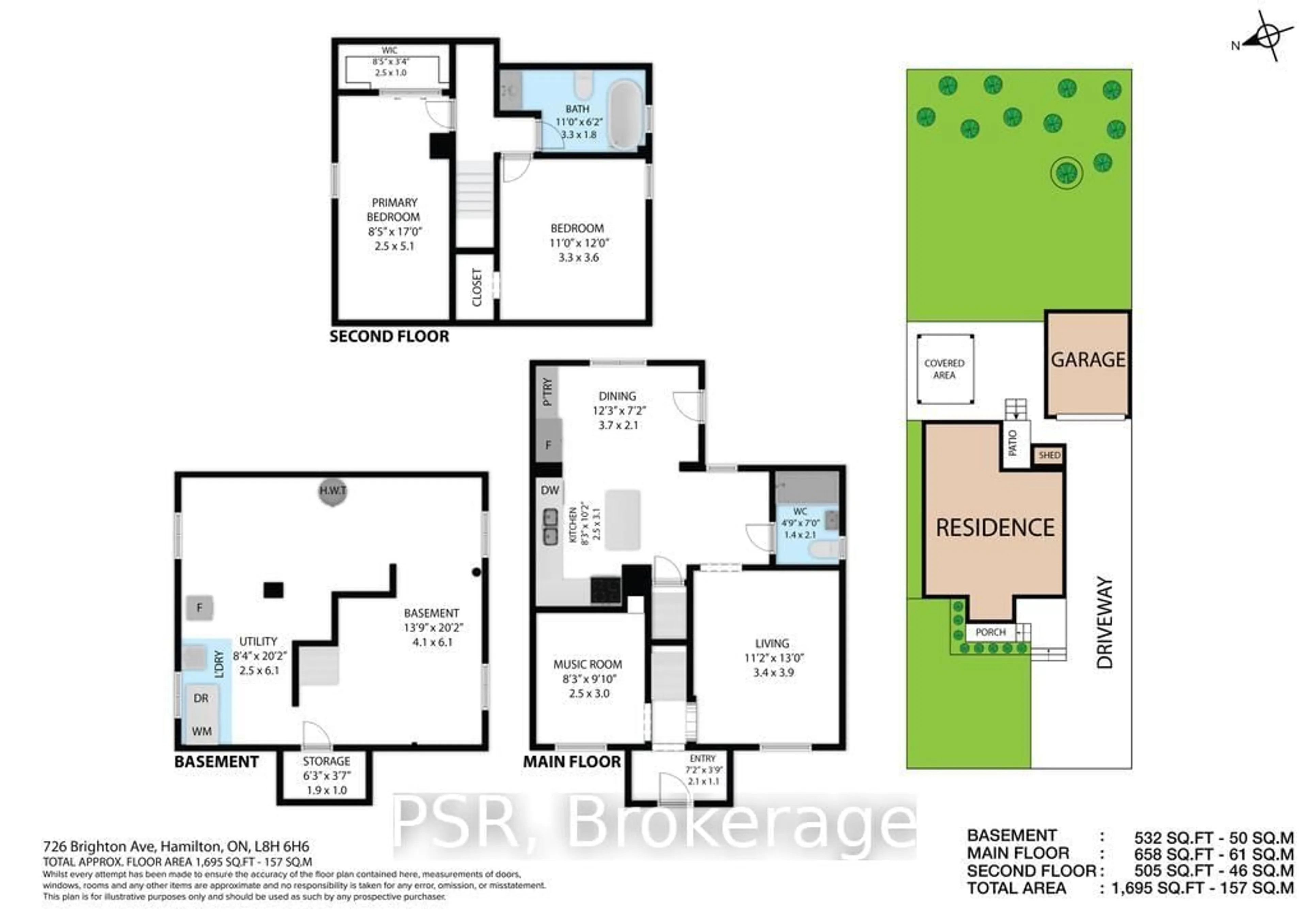 Floor plan for 726 Brighton Ave, Hamilton Ontario L8H 6H6