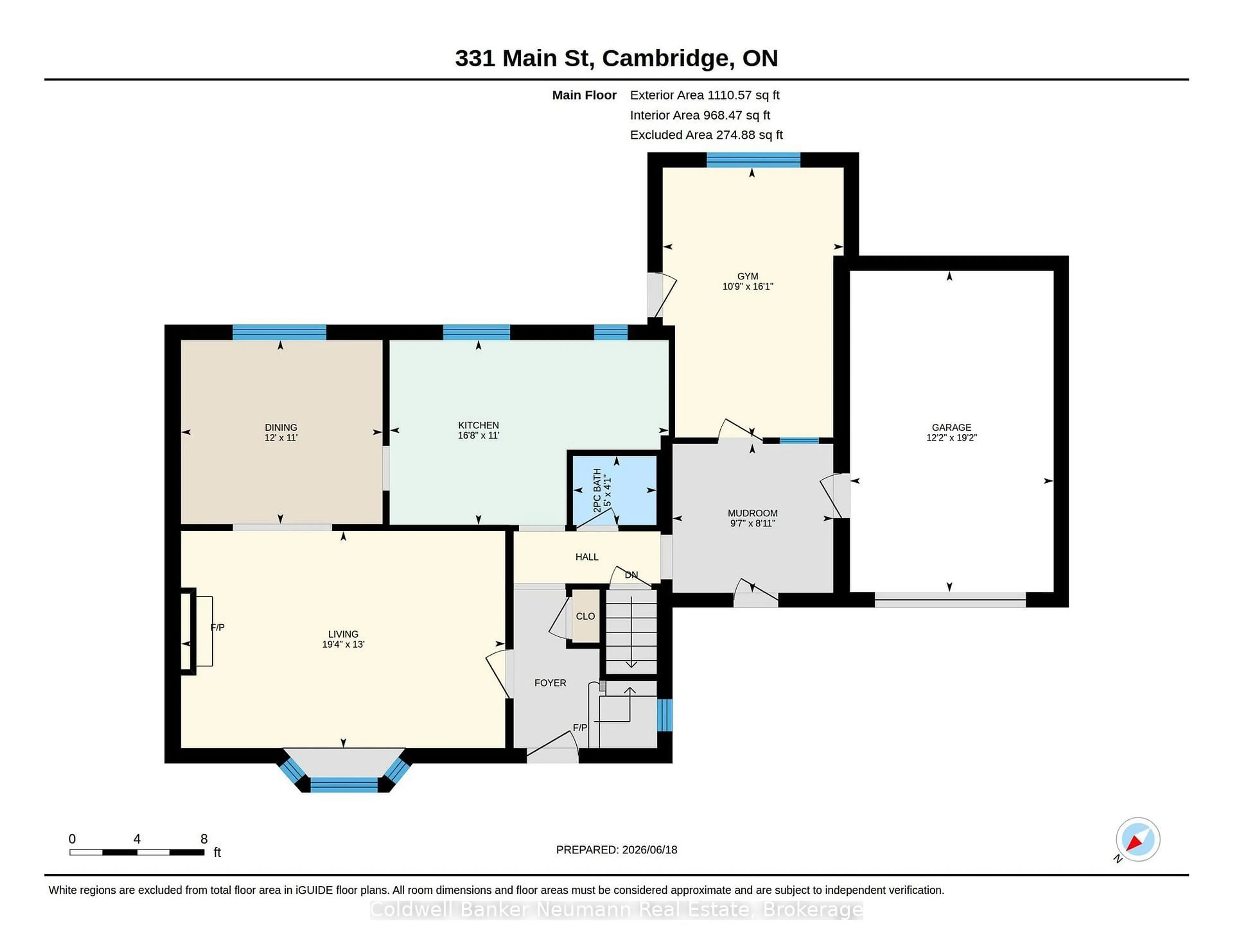 Floor plan for 331 Main St, Cambridge Ontario N1R 1Y4