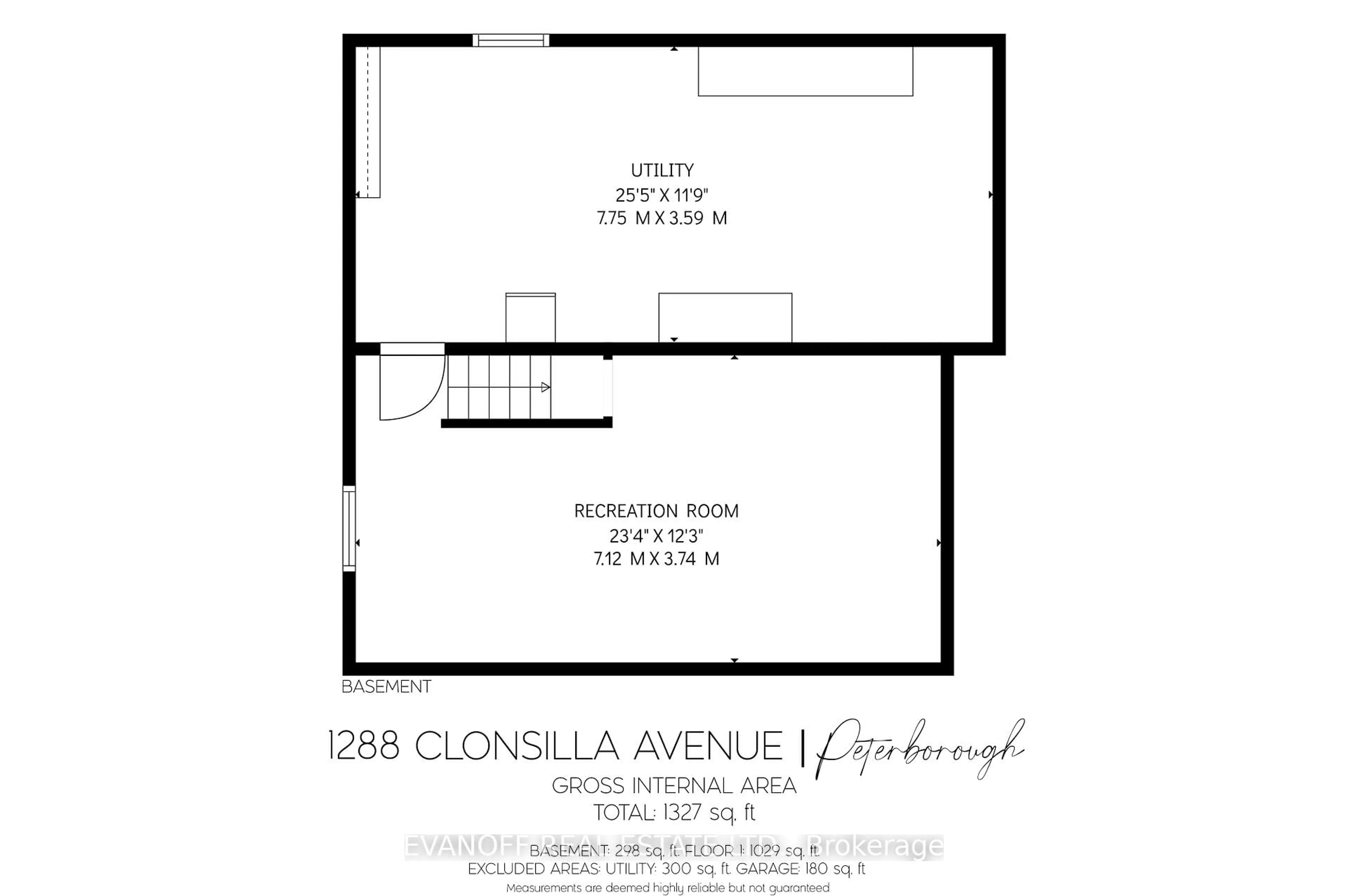 Floor plan for 1288 Clonsilla Ave, Peterborough Ontario K9J 5Z2