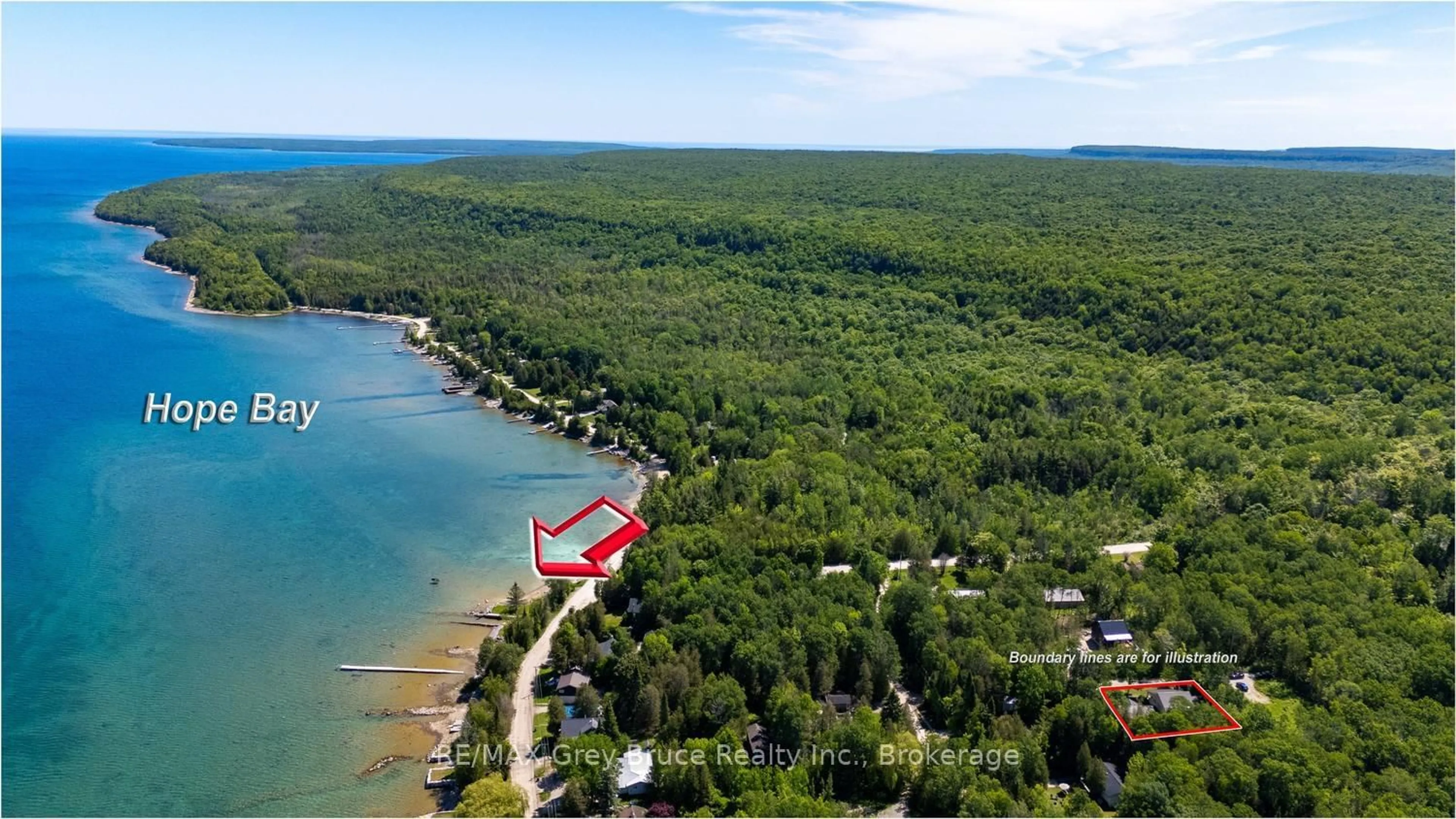 A pic from outside/outdoor area/front of a property/back of a property/a pic from drone, water/lake/river/ocean view for 13A Morninghill Rd, South Bruce Peninsula Ontario N0H 2T0