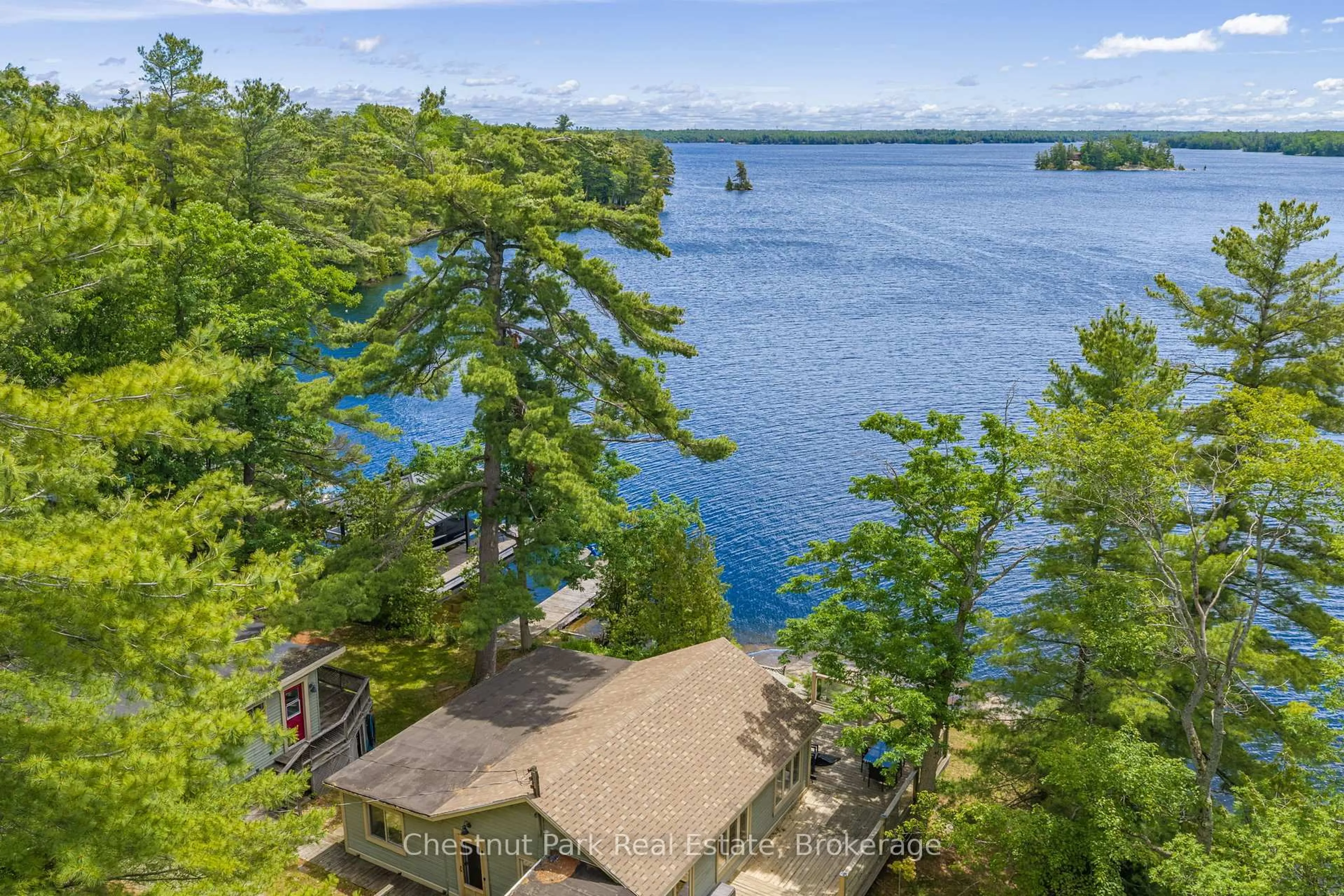 A pic from outside/outdoor area/front of a property/back of a property/a pic from drone, water/lake/river/ocean view for 838 Kings Farm Rd, Georgian Bay Ontario L0K 1S0