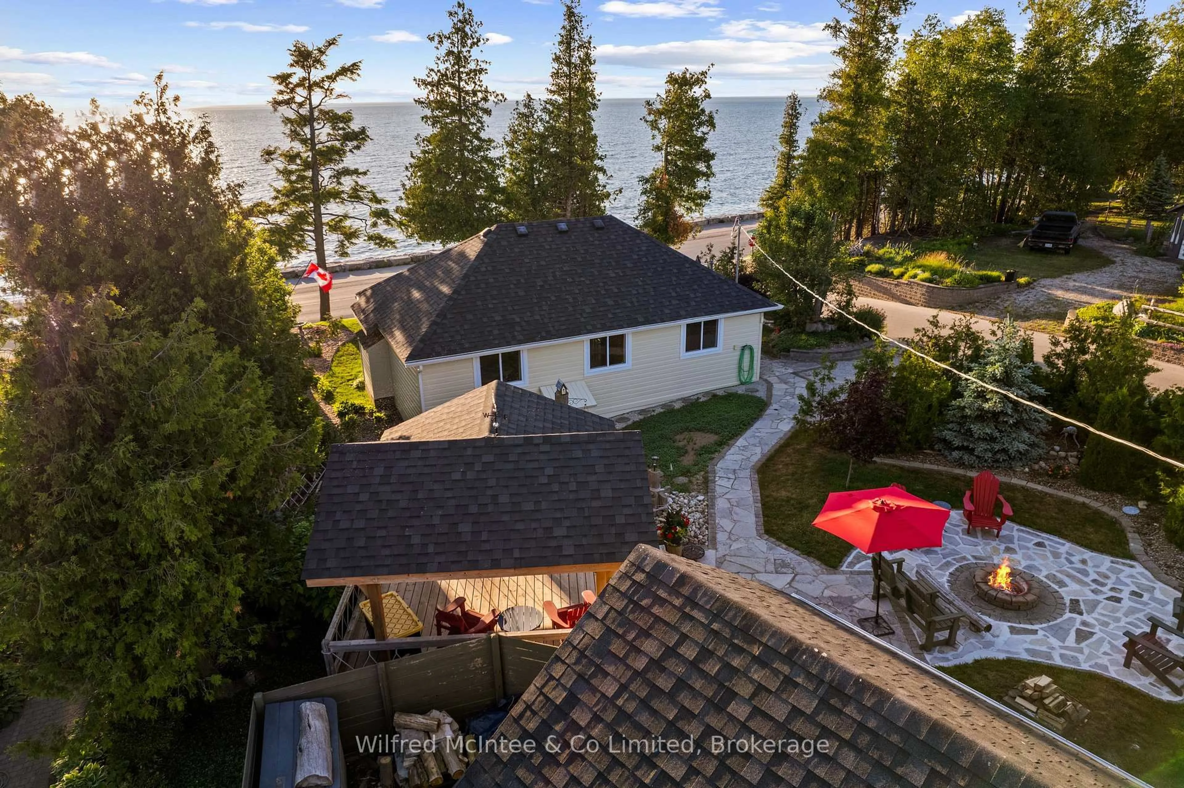 A pic from outside/outdoor area/front of a property/back of a property/a pic from drone, water/lake/river/ocean view for 43 Fenton Dr, Saugeen Shores Ontario N0H 2C5