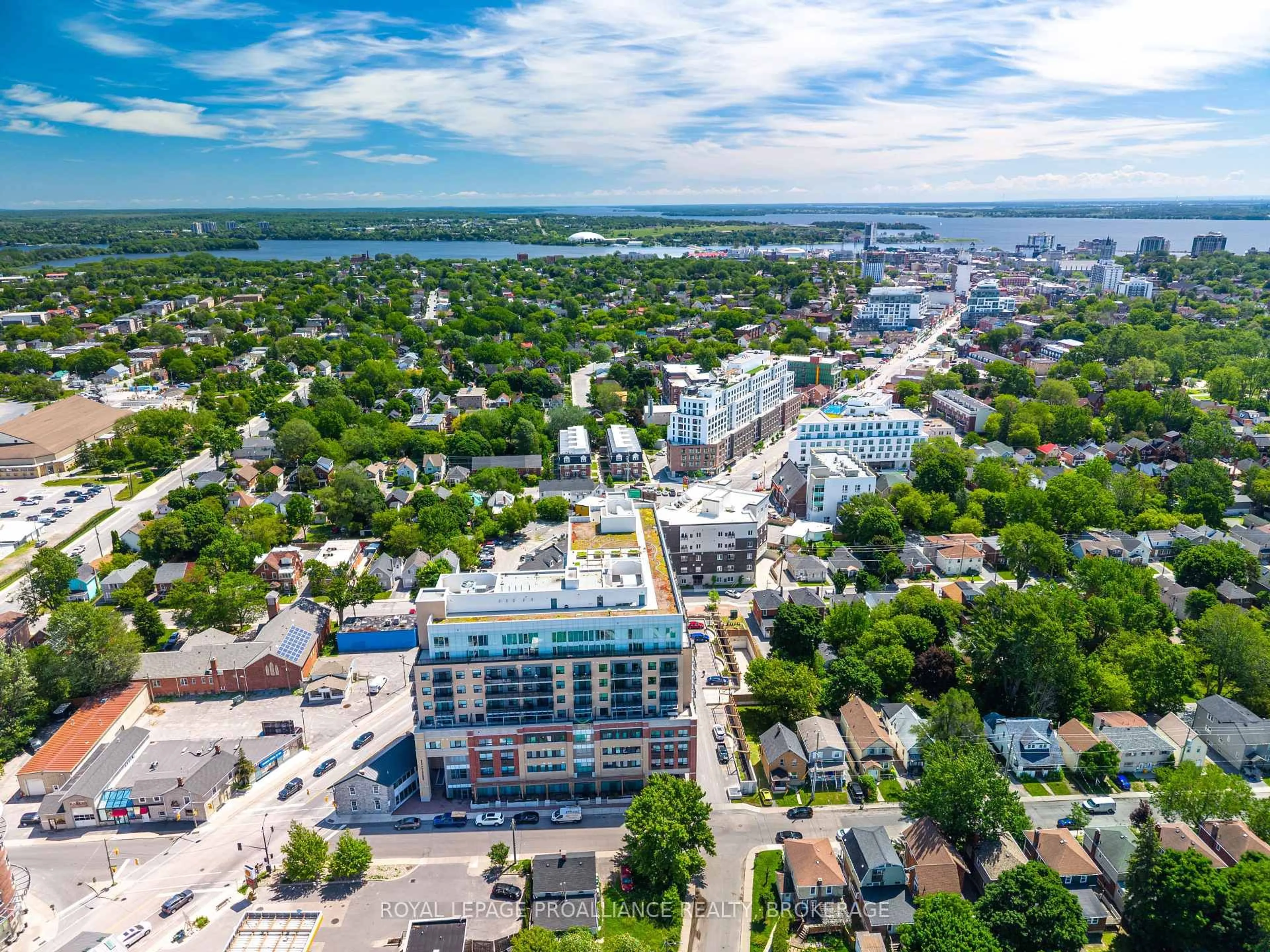 A pic from outside/outdoor area/front of a property/back of a property/a pic from drone, city buildings view from balcony for 652 Princess St #818, Kingston Ontario K7L 1E5