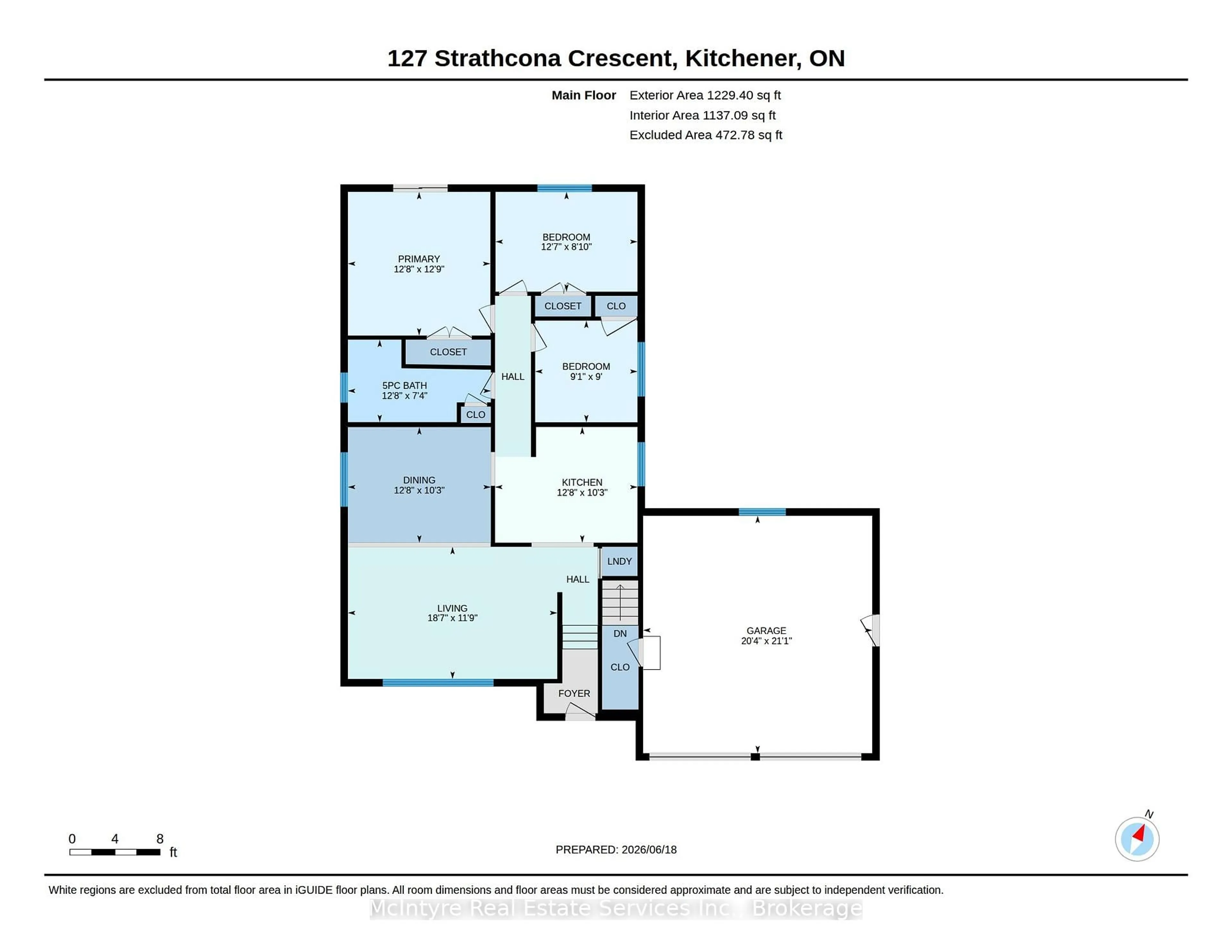 Floor plan for 127 Strathcona Cres, Kitchener Ontario N2B 2W8