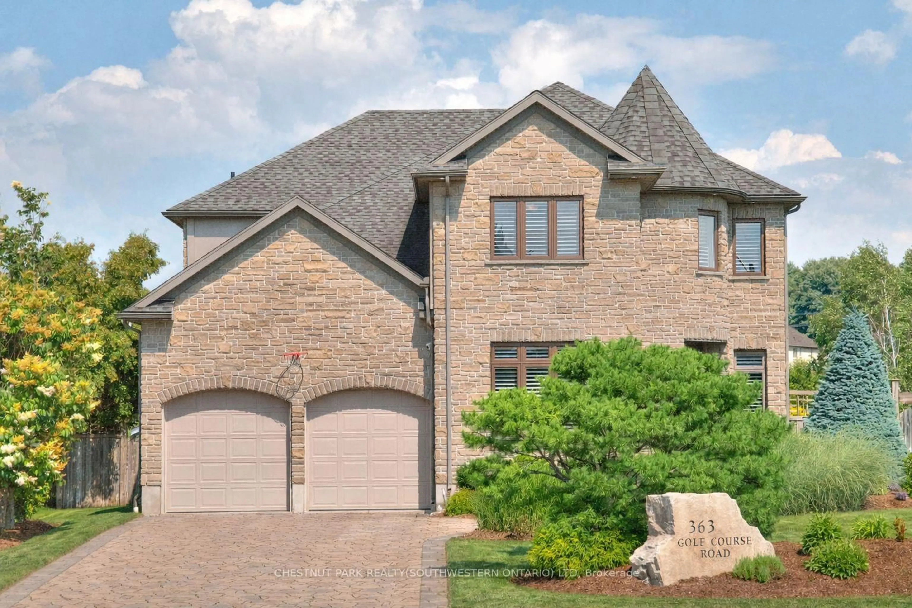 Home with brick exterior material, street for 363 Golf Course Rd, Woolwich Ontario N0B 1N0