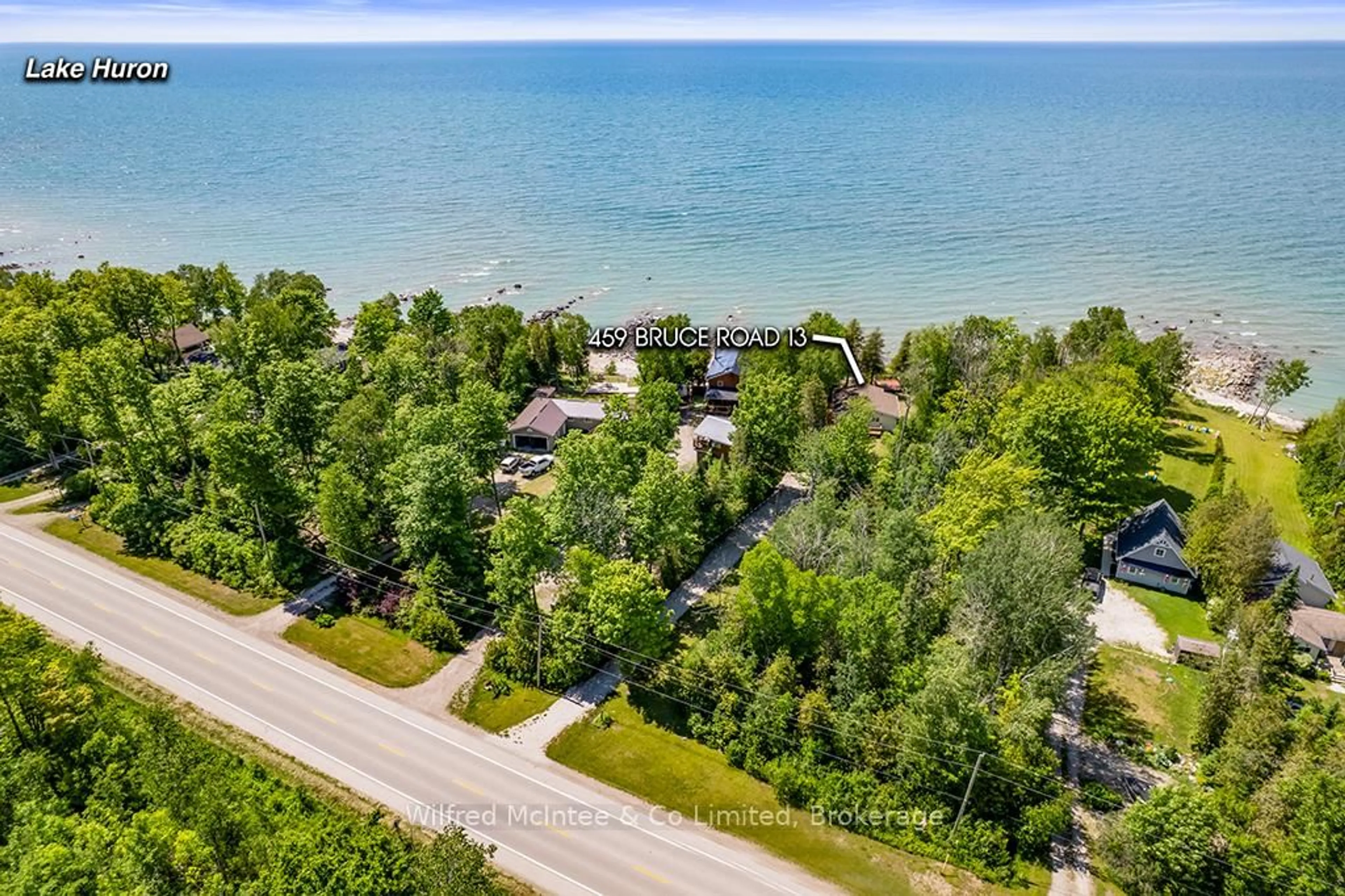 A pic from outside/outdoor area/front of a property/back of a property/a pic from drone, water/lake/river/ocean view for 459 Bruce Road 13, Native Leased Lands Ontario N0H 2L0