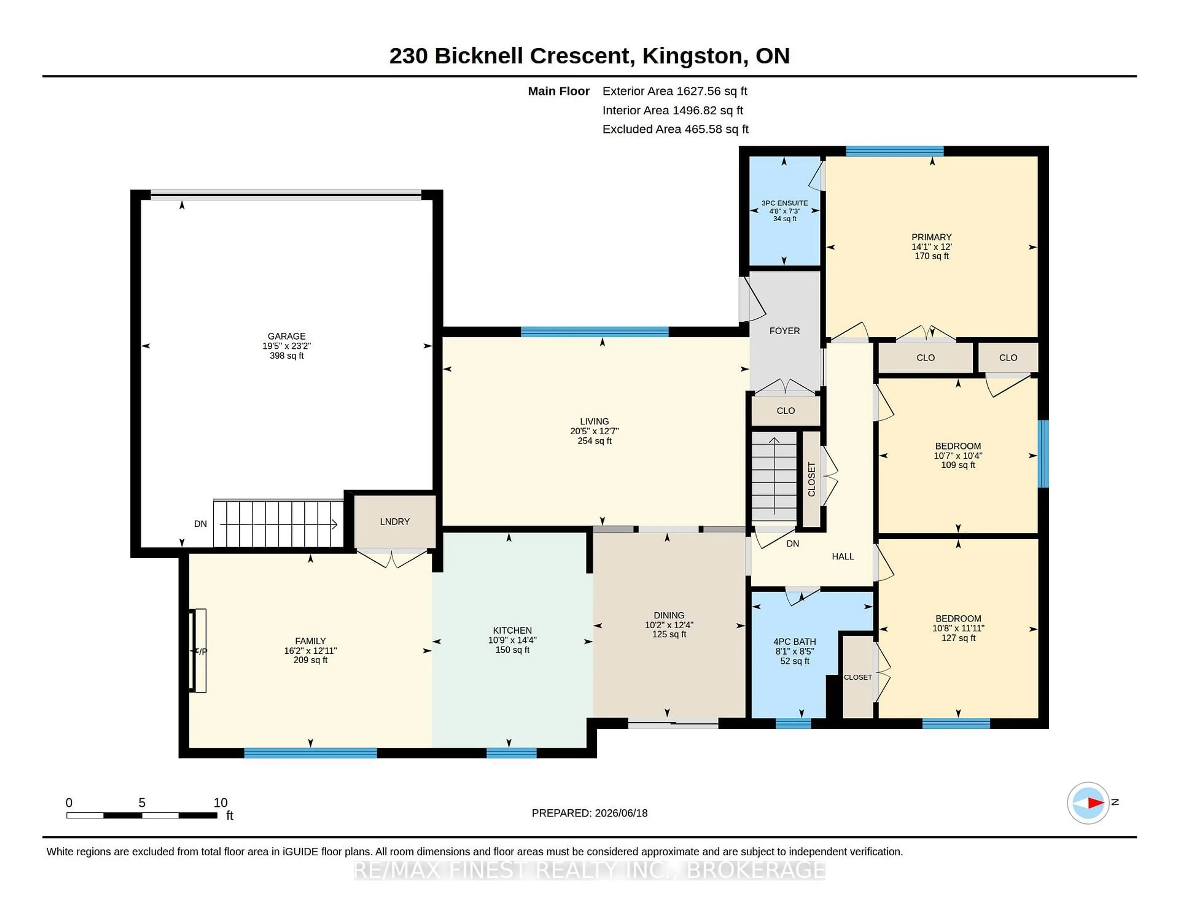 Floor plan for 230 Bicknell Cres, Kingston Ontario K7M 4T6