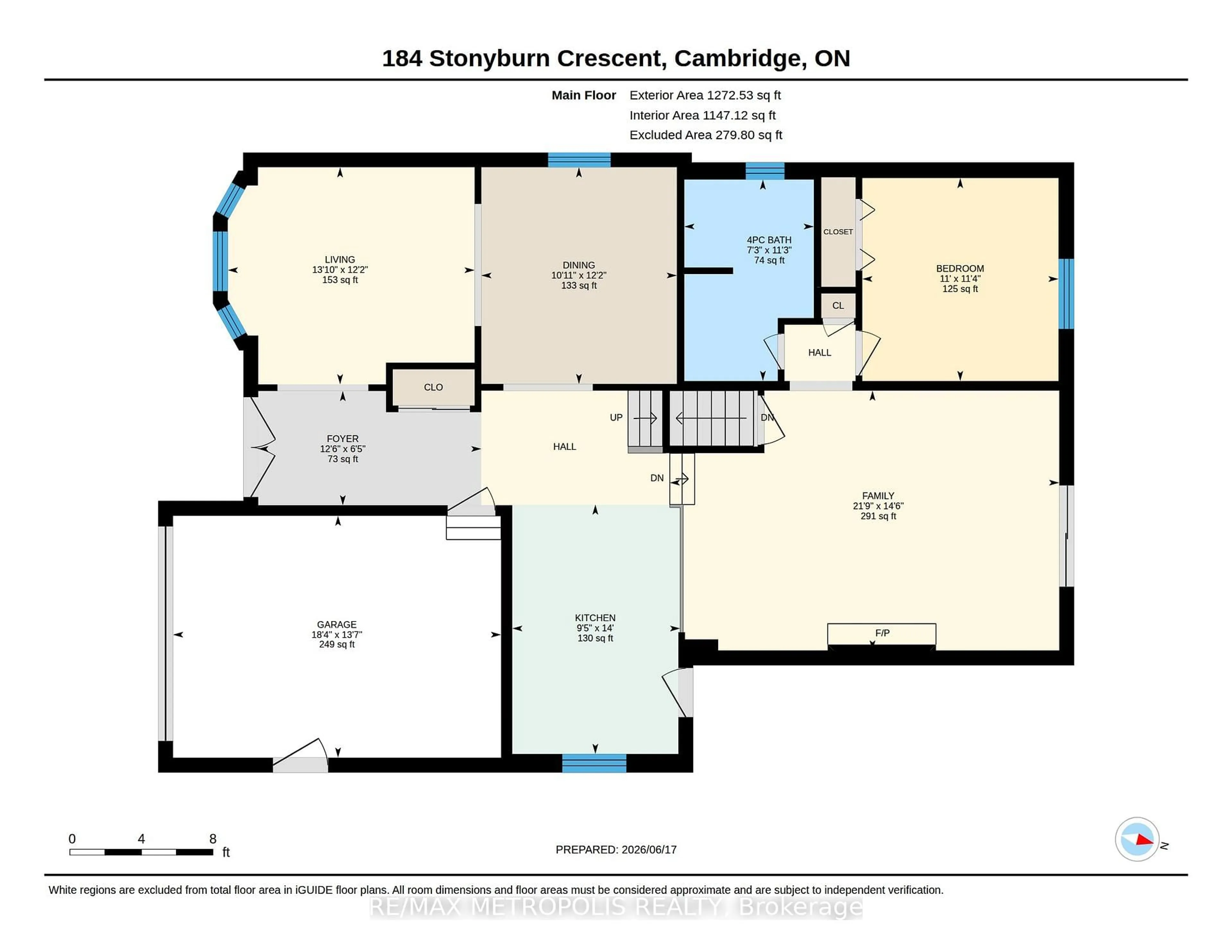 Floor plan for 184 Stonyburn Cres, Cambridge Ontario N1R 7X8