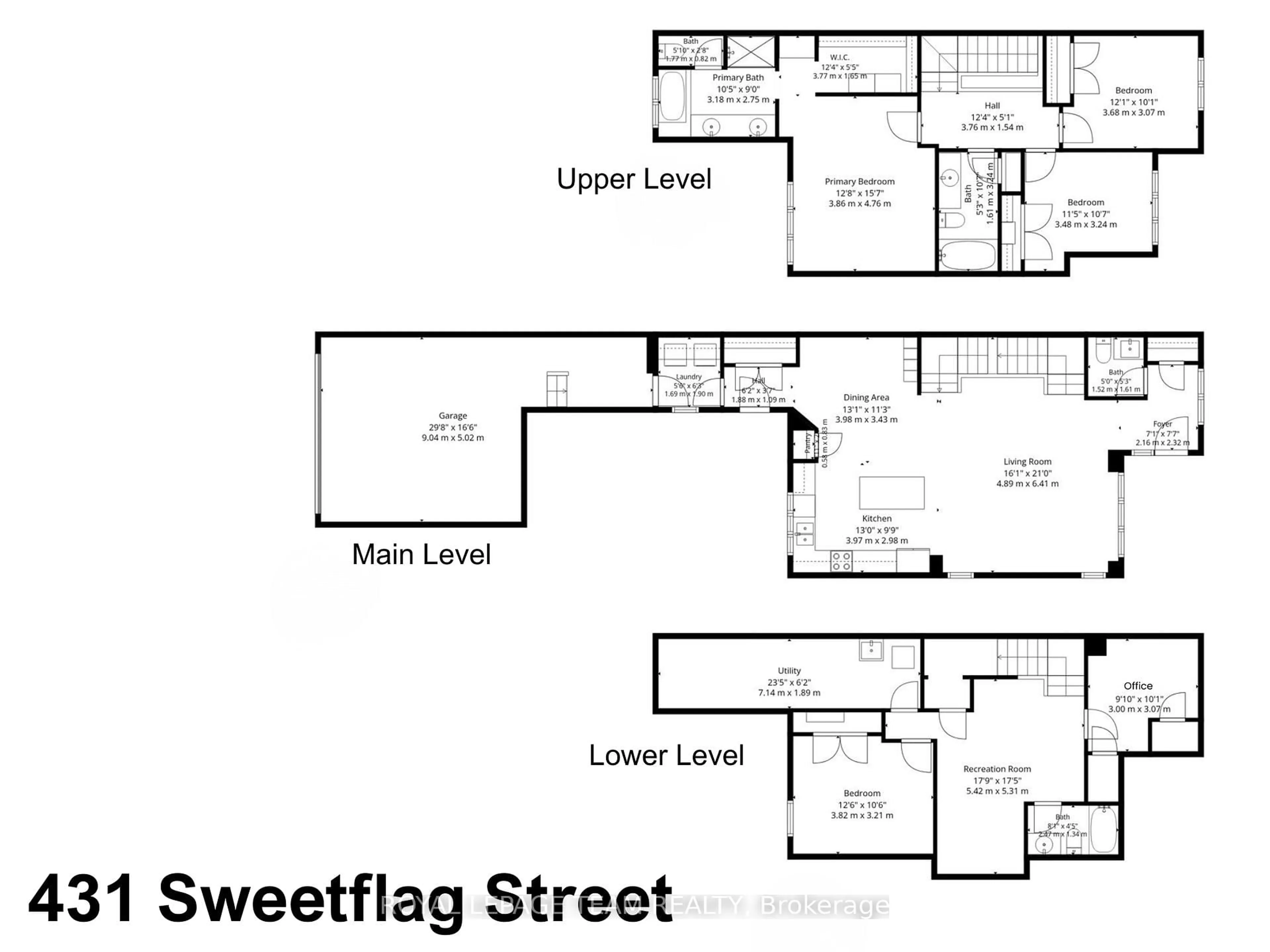 Floor plan for 431 Sweetflag St, Ottawa Ontario K2J 5T7