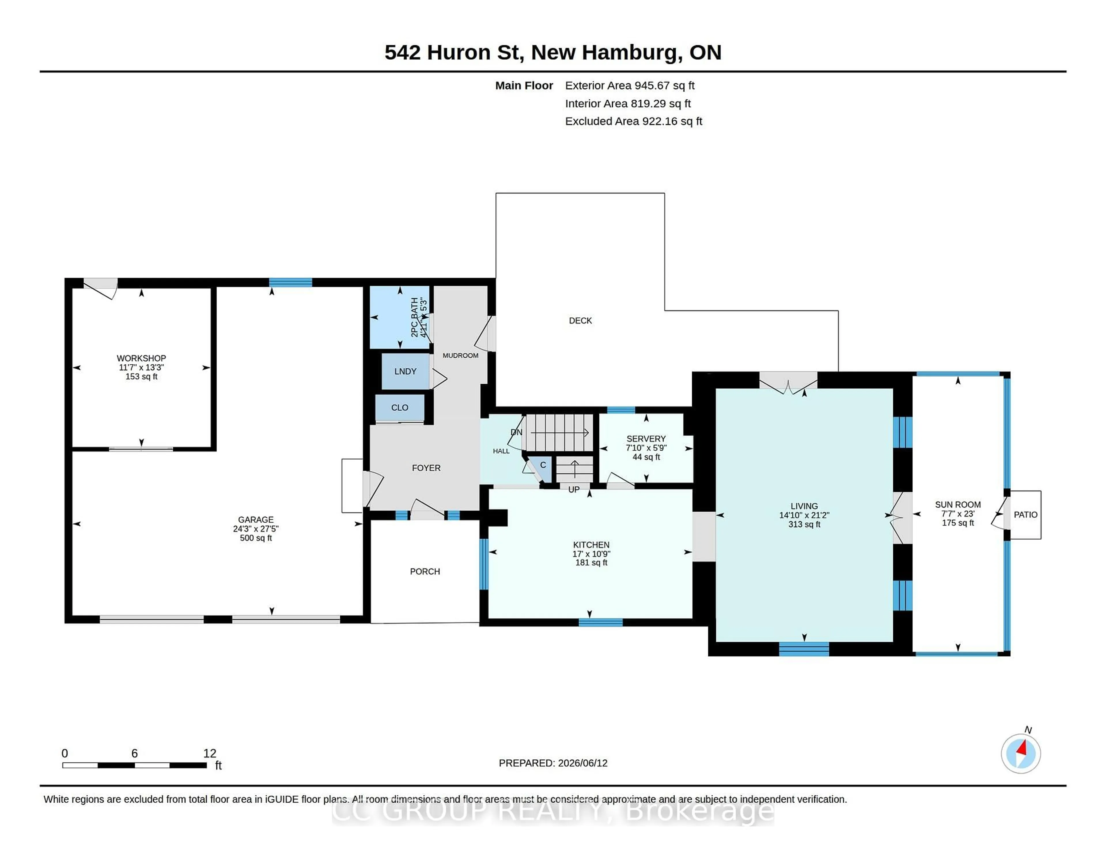 Floor plan for 542 Huron St, Wilmot Ontario N3A 1J8