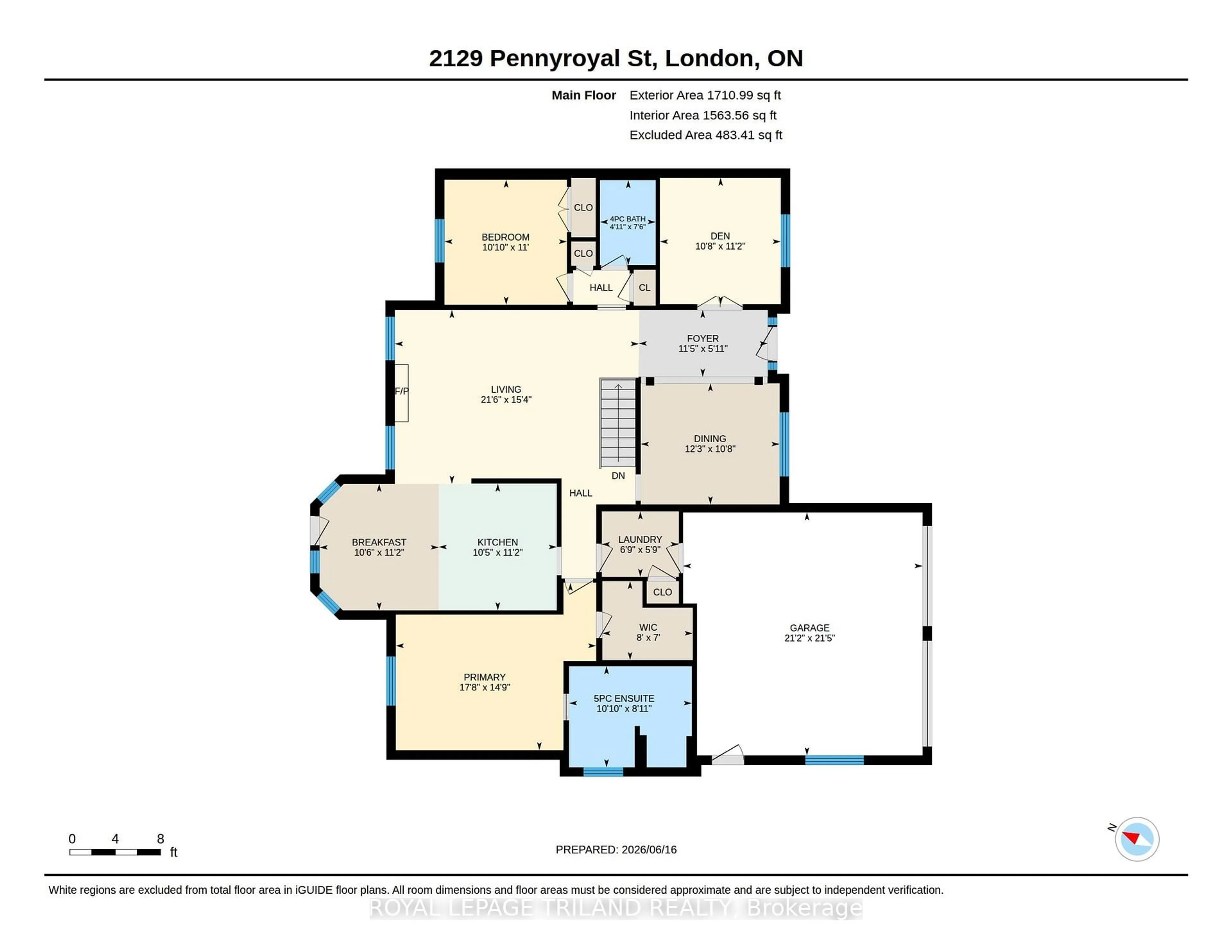 Floor plan for 2129 PENNYROYAL St, London North Ontario N5X 0E7