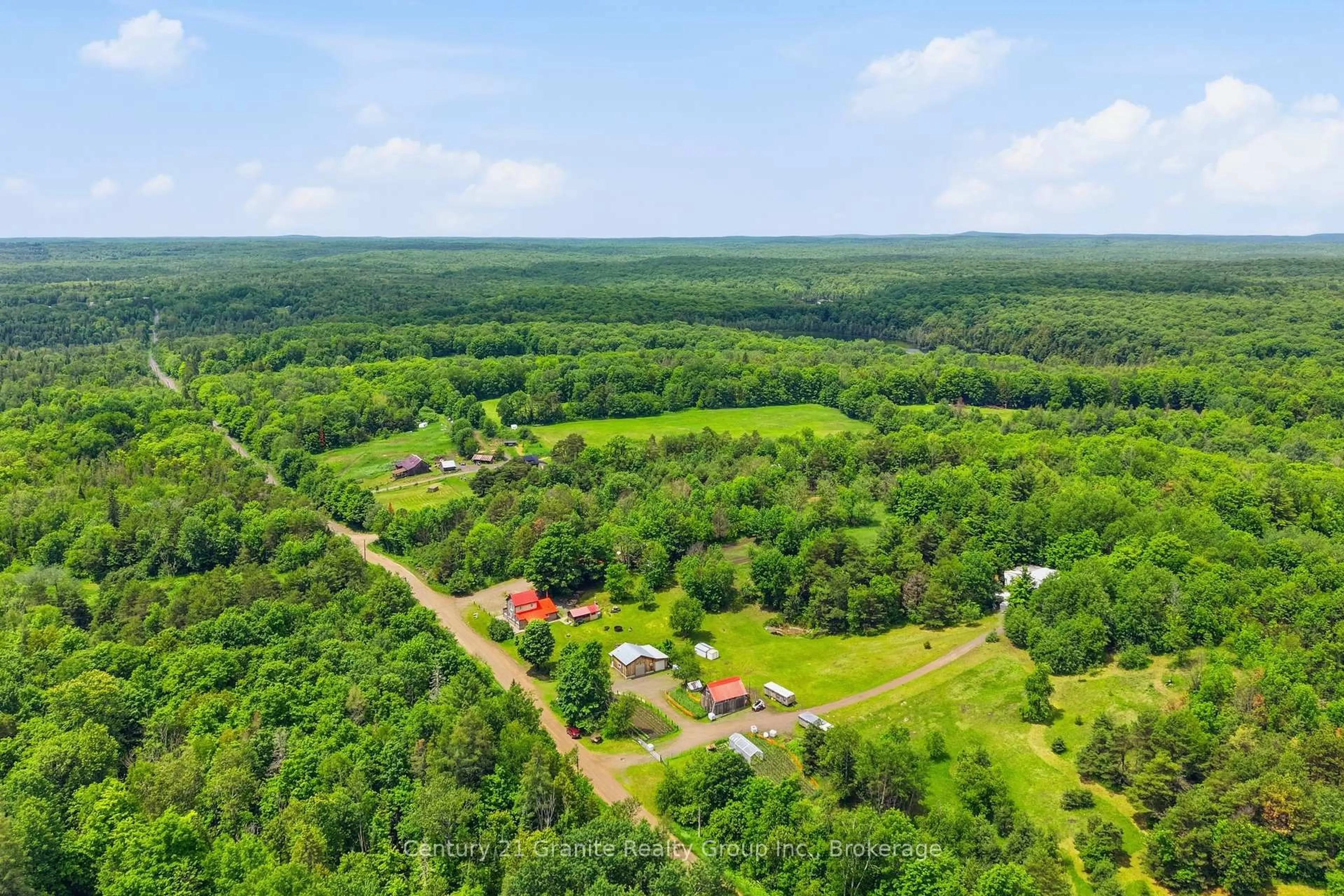 A pic from outside/outdoor area/front of a property/back of a property/a pic from drone, forest/trees view for 1742 Rose Island Rd, Coe Hill Ontario K0L 1P0