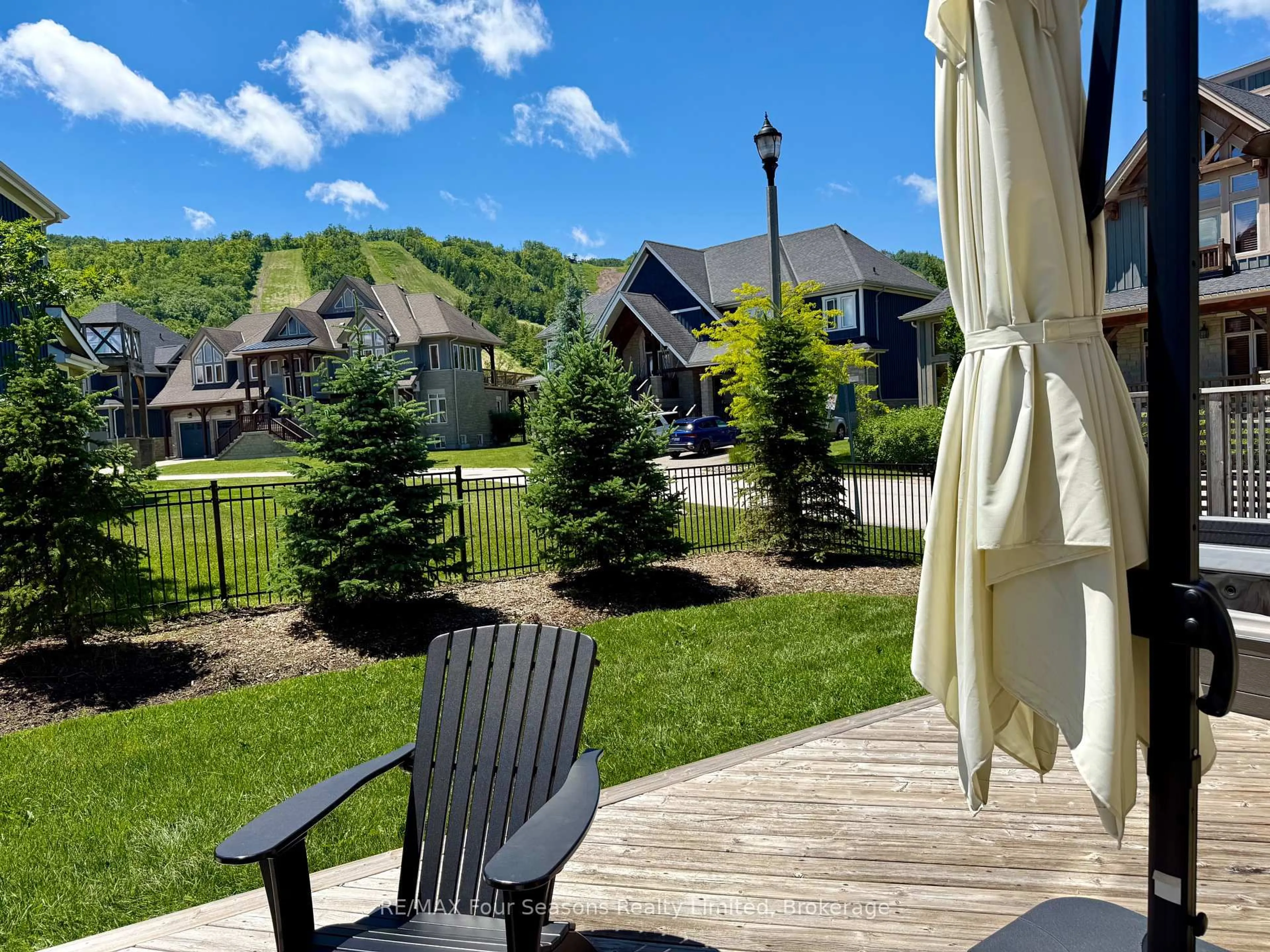 Patio, mountain view for 124 Birches Blvd, Blue Mountains Ontario L9Y 0B5